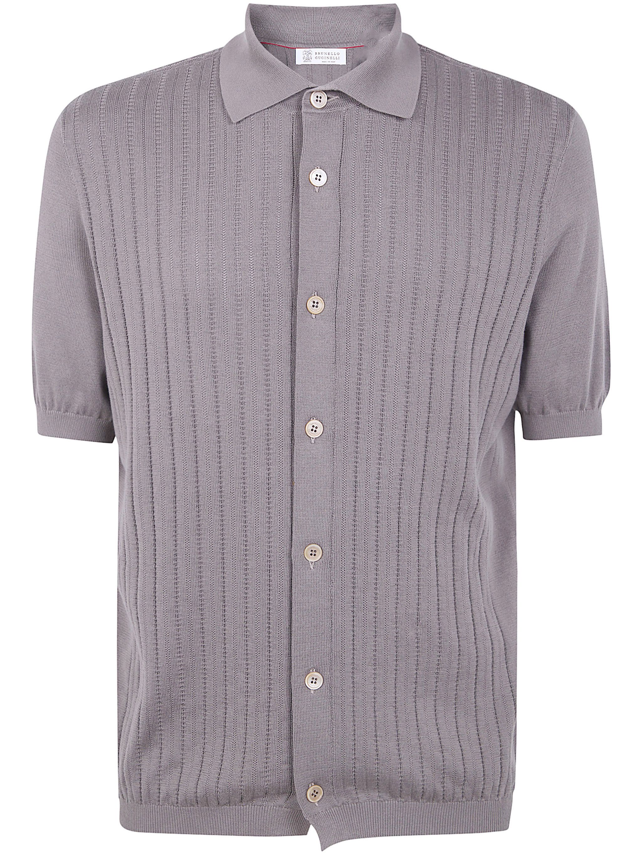 Brunello Cucinelli SHORT SLEEVES POLO NECK CARDIGAN Size US L / EU 52-54 / 3 - 5 Thumbnail
