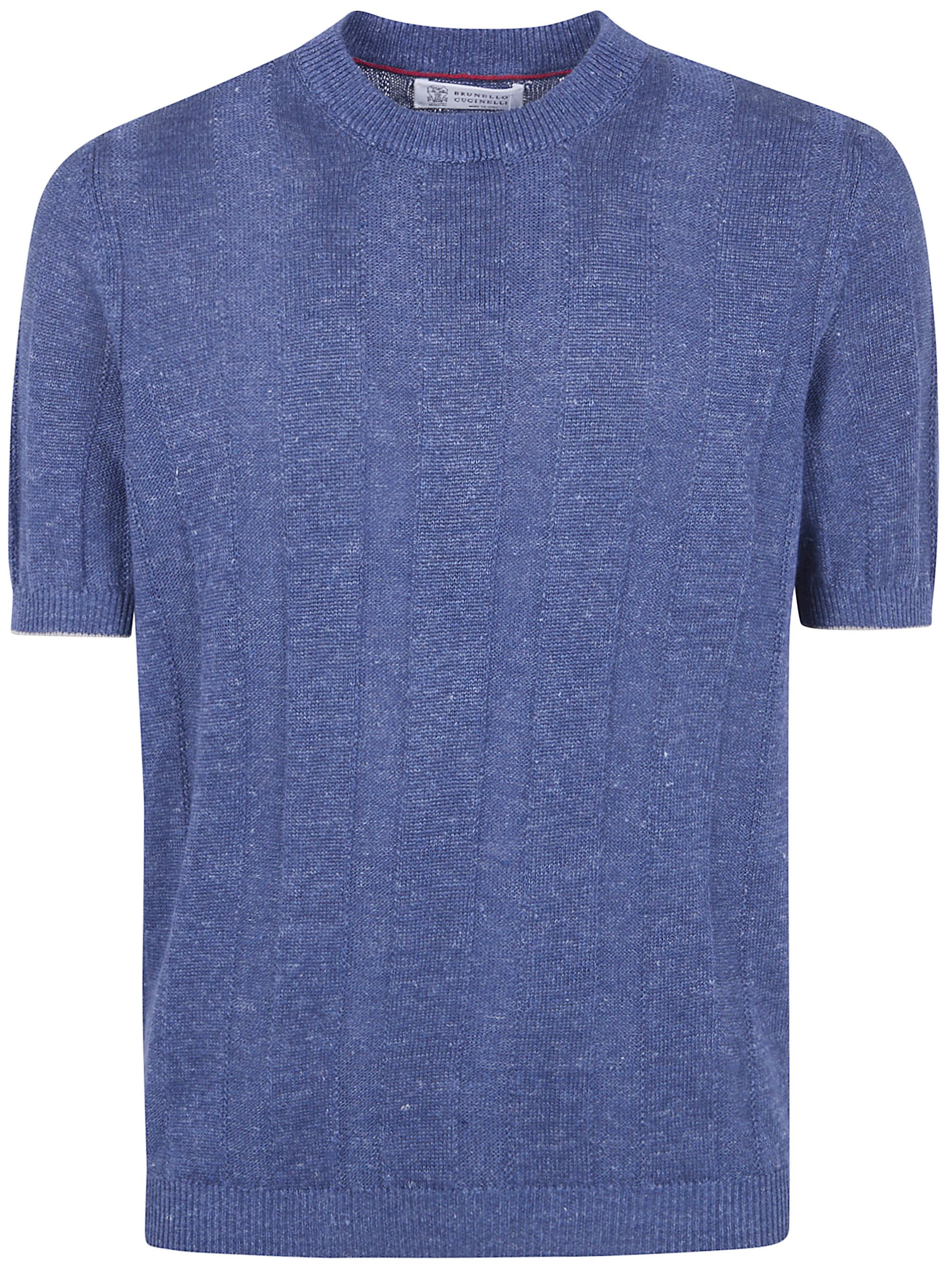 Brunello Cucinelli SHORT SLEEVES ROUND NECK SWEATER Size US L / EU 52-54 / 3 - 6 Thumbnail