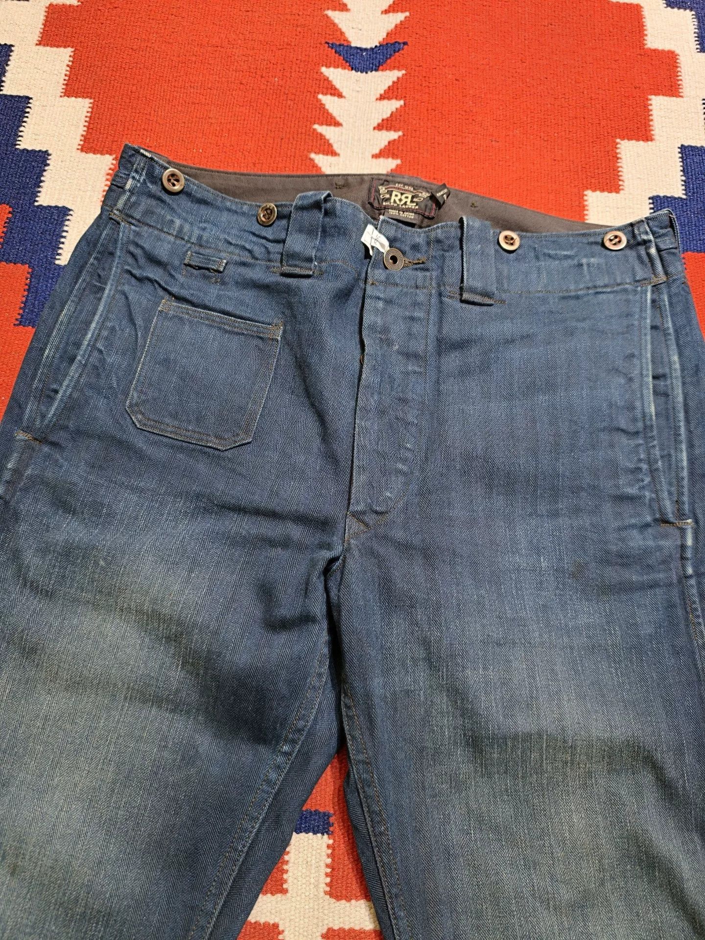 RRL Ralph Lauren RRL Indigo Herringbone HBT Jeans Size US 32 / EU 48 - 2 Thumbnail