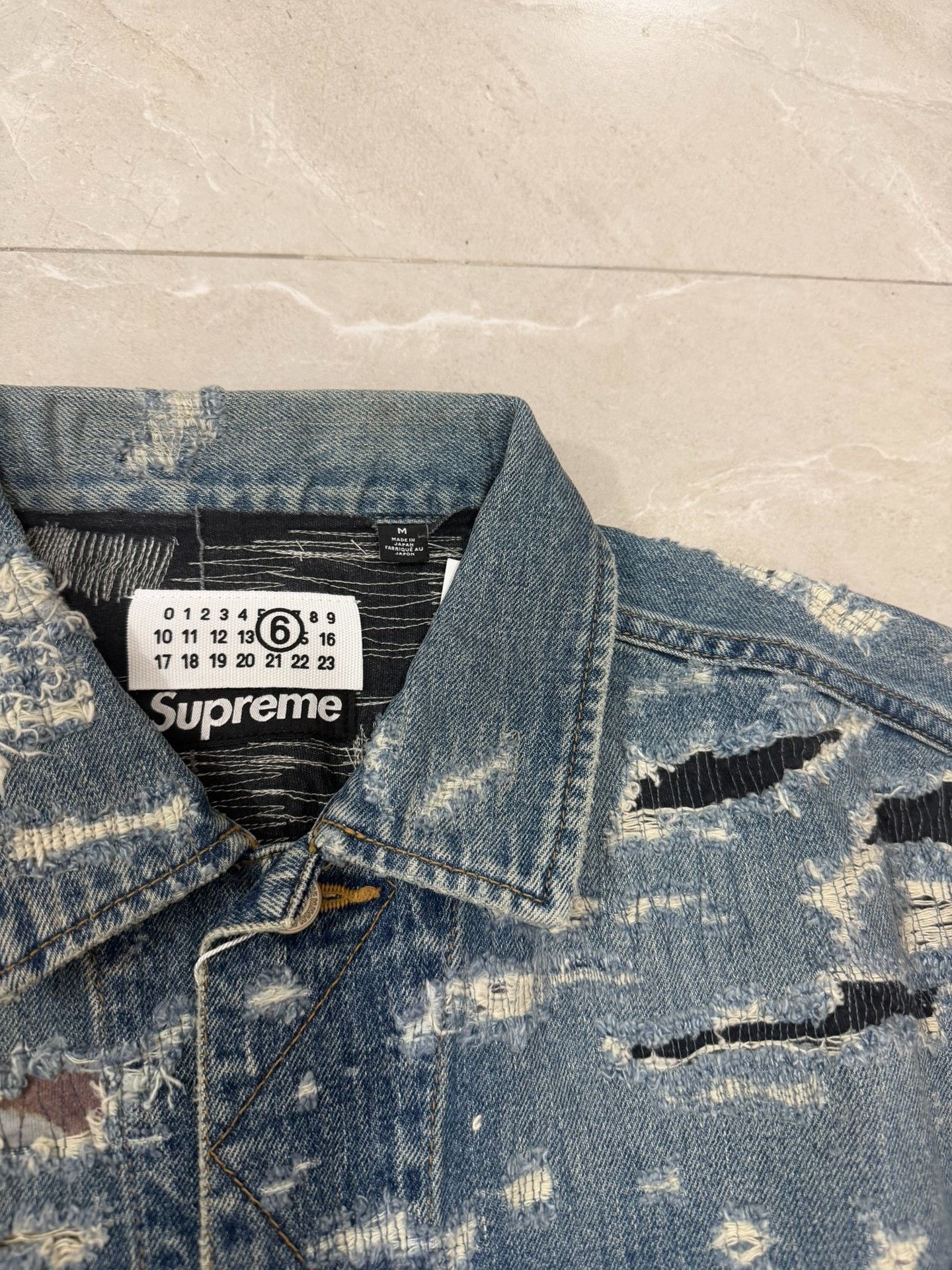 MM6 Supreme x MM6 Distressed Selvedge Denim Trucker Jacket Size US M / EU 48-50 / 2 - 4 Thumbnail