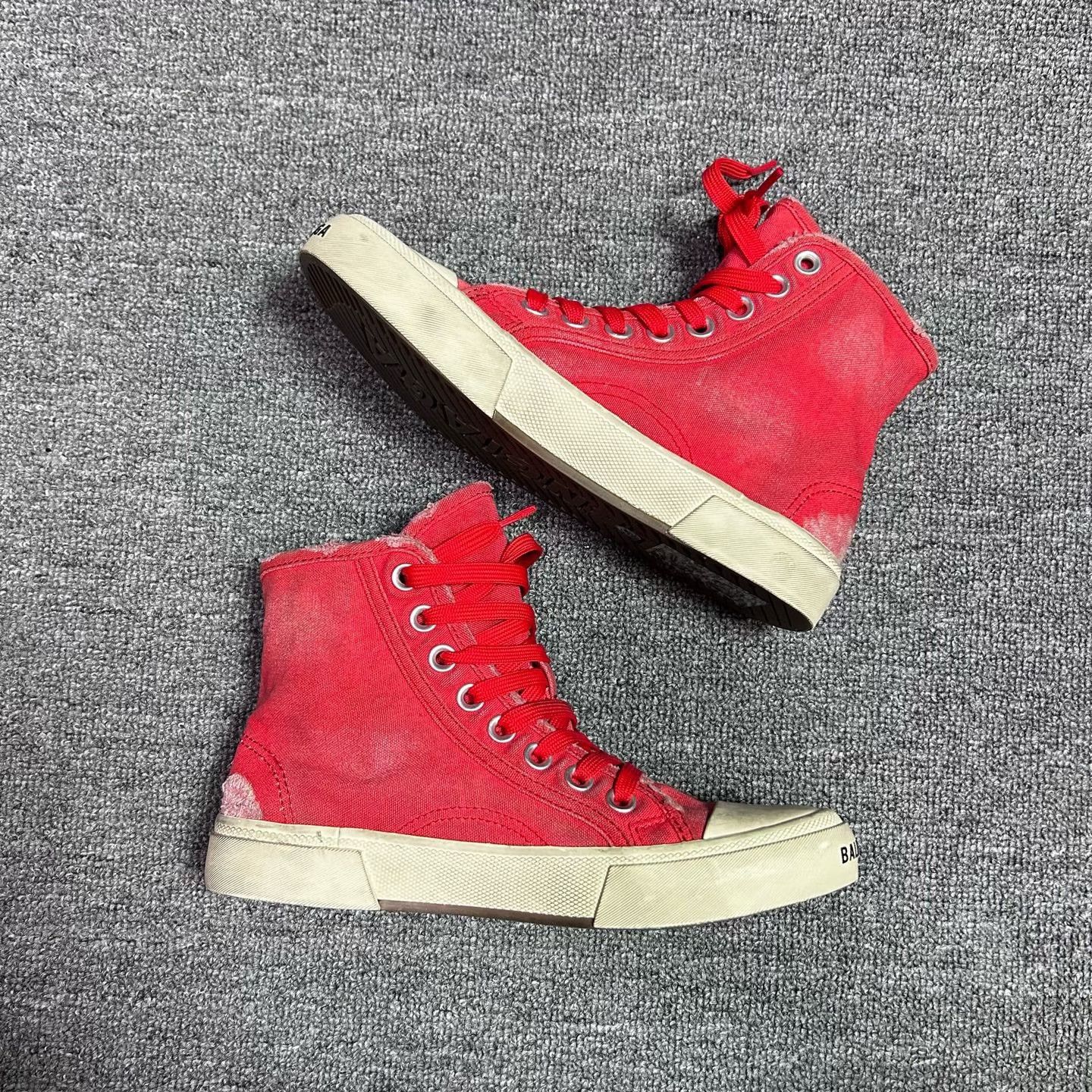Balenciaga Balenciaga Distressed Red Hitop Sneakers 36 Women Size US 6 / IT 36 - 3 Thumbnail