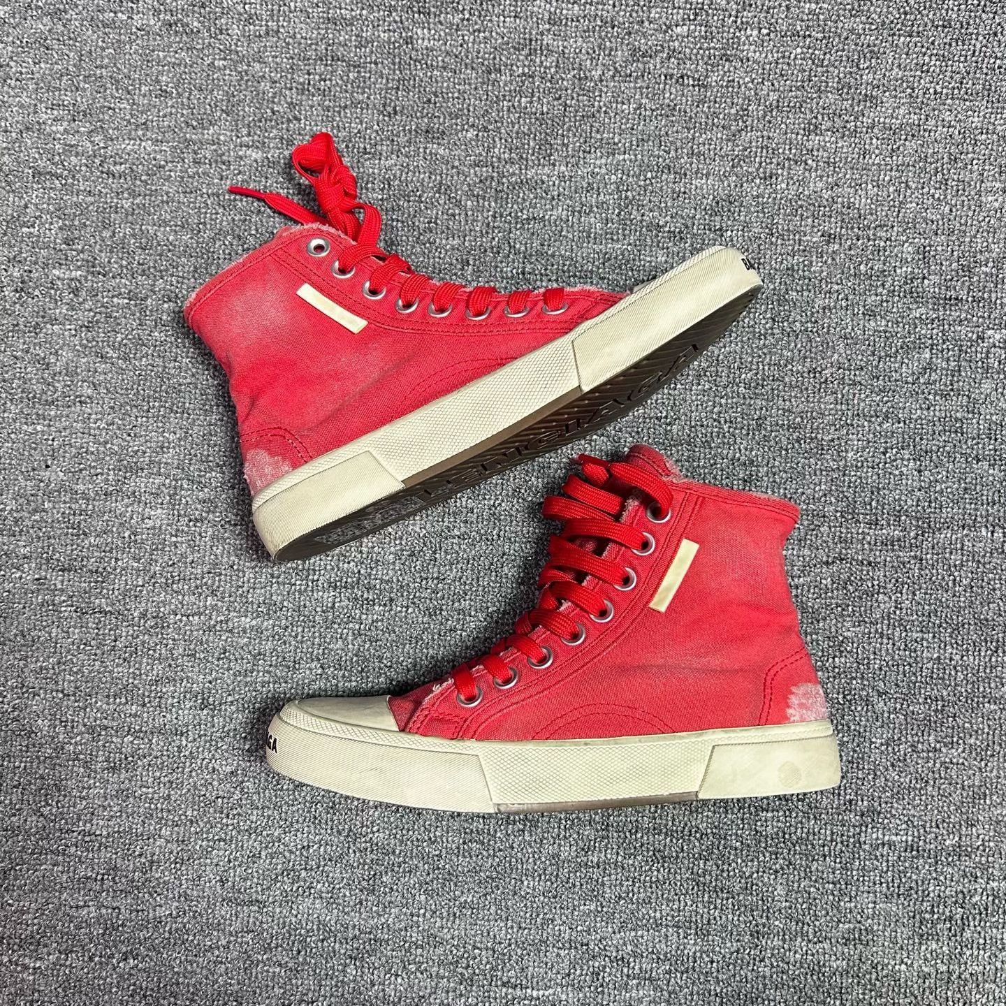 Balenciaga Balenciaga Distressed Red Hitop Sneakers 36 Women Size US 6 / IT 36 - 2 Thumbnail