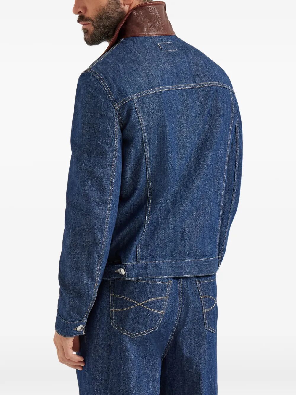 Brunello Cucinelli VINTAGE DENIM BOMBER JACKET Size US M / EU 48-50 / 2 - 2 Thumbnail