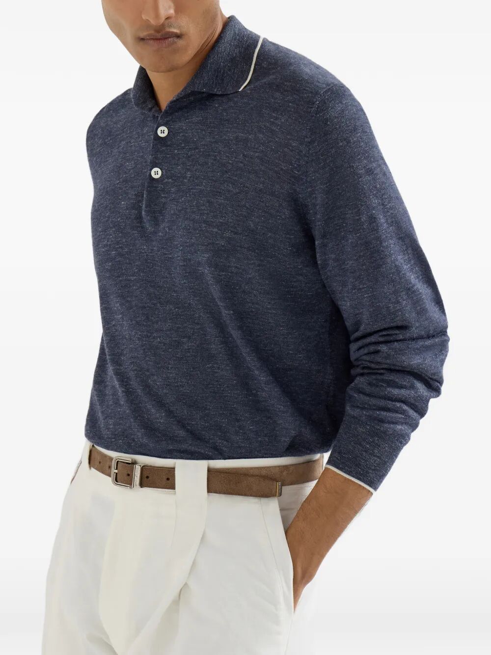Brunello Cucinelli LONG SLEEVES POLO SHIRT Size US L / EU 52-54 / 3 - 3 Thumbnail