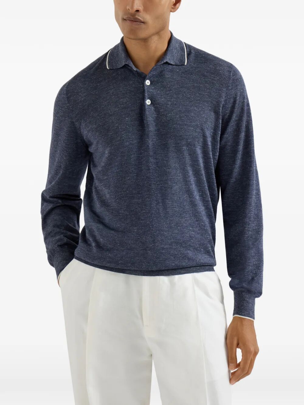 Brunello Cucinelli LONG SLEEVES POLO SHIRT Size US XL / EU 56 / 4 - 4 Thumbnail