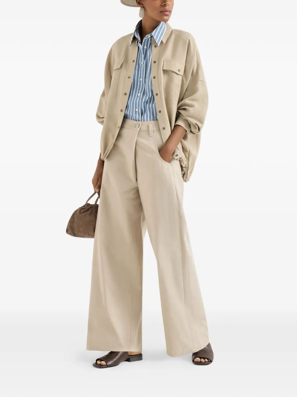 Brunello Cucinelli WIDE LEG ASYMETRICA PANTS Size 30" / US 8 / IT 44 - 2 Thumbnail