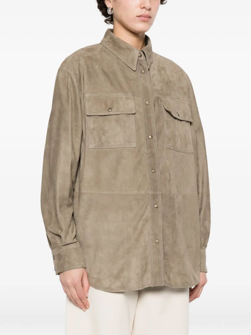 Brunello Cucinelli LEATHER SHIRT Size M / US 6-8 / IT 42-44 - 3 Thumbnail