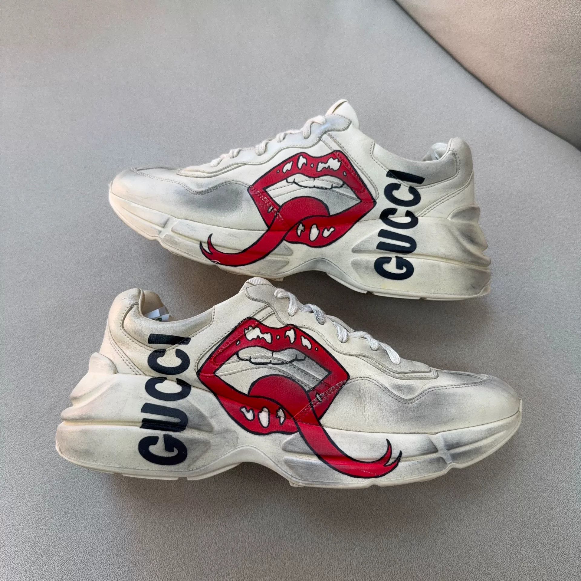 Gucci Gucci Distressed Red Lowtop Sneakers 41 Men Size US 8.5 / EU 41-42 - 5 Thumbnail