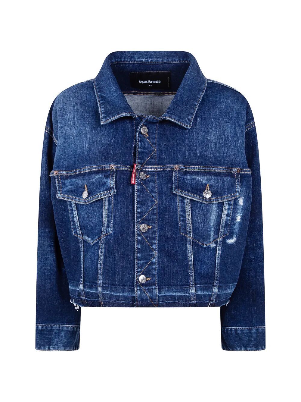 Dsquared2 CROPPED JEANS JACKET Size M / US 6-8 / IT 42-44 - 4 Thumbnail