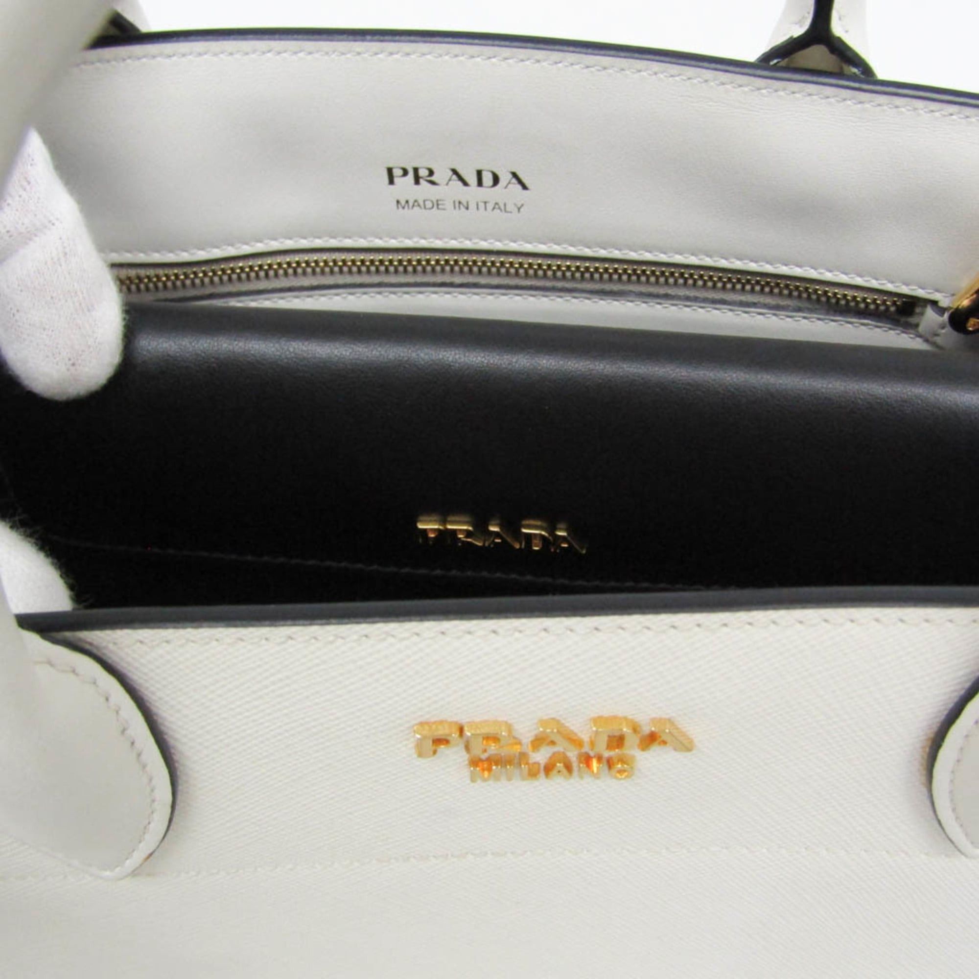 Prada Prada Bibliothèque 1BC034 Women's Leather Handbag,Shoulder Bag White Size ONE SIZE - 16 Thumbnail