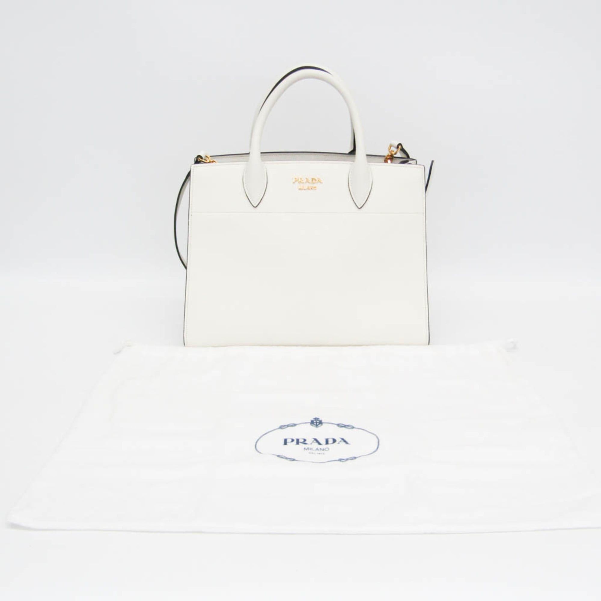 Prada Prada Bibliothèque 1BC034 Women's Leather Handbag,Shoulder Bag White Size ONE SIZE - 2 Thumbnail