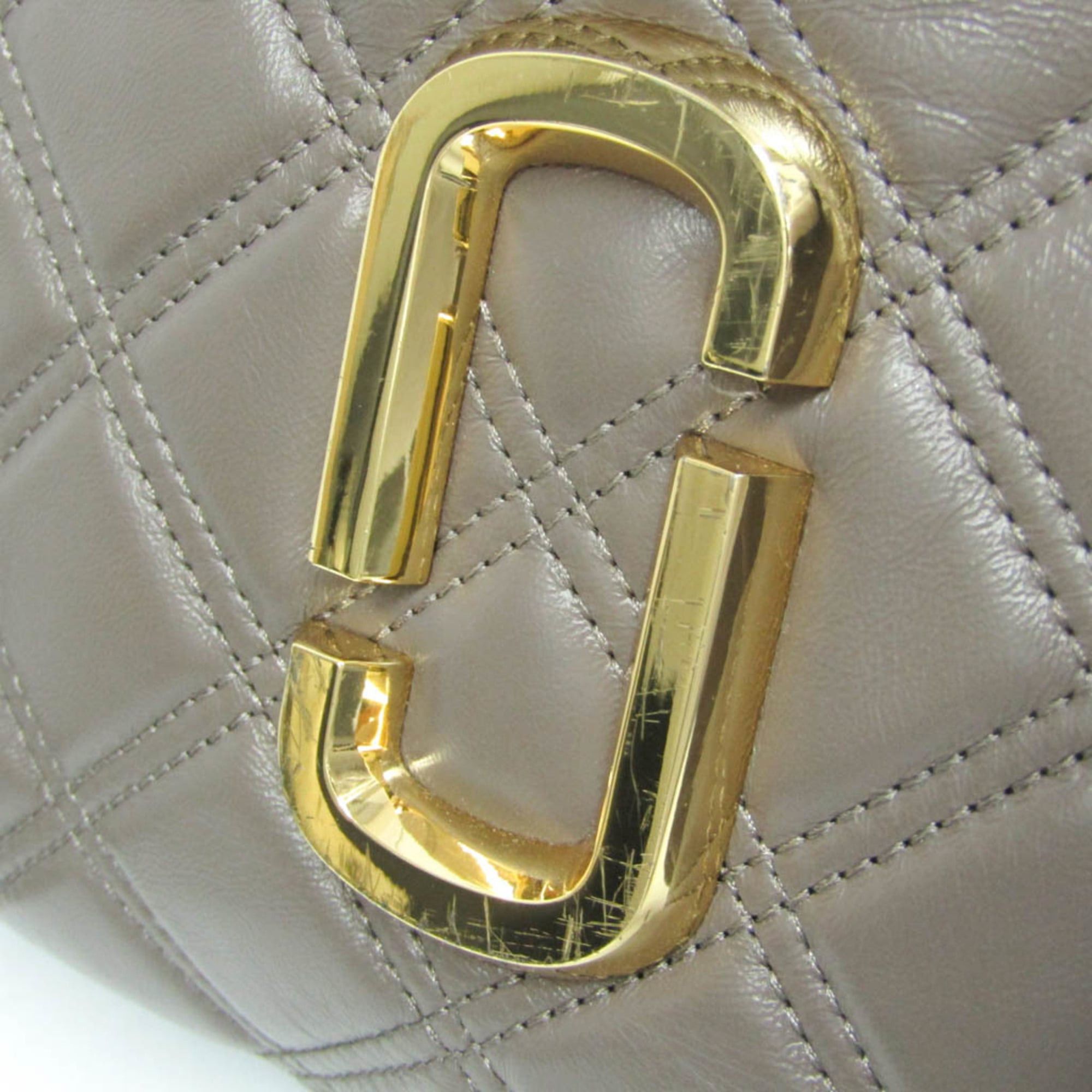 Marc Jacobs Marc Jacobs The Quilted Softshot M0015419 Women's Leather Shoulder Bag Gray Beige Size ONE SIZE - 10 Thumbnail