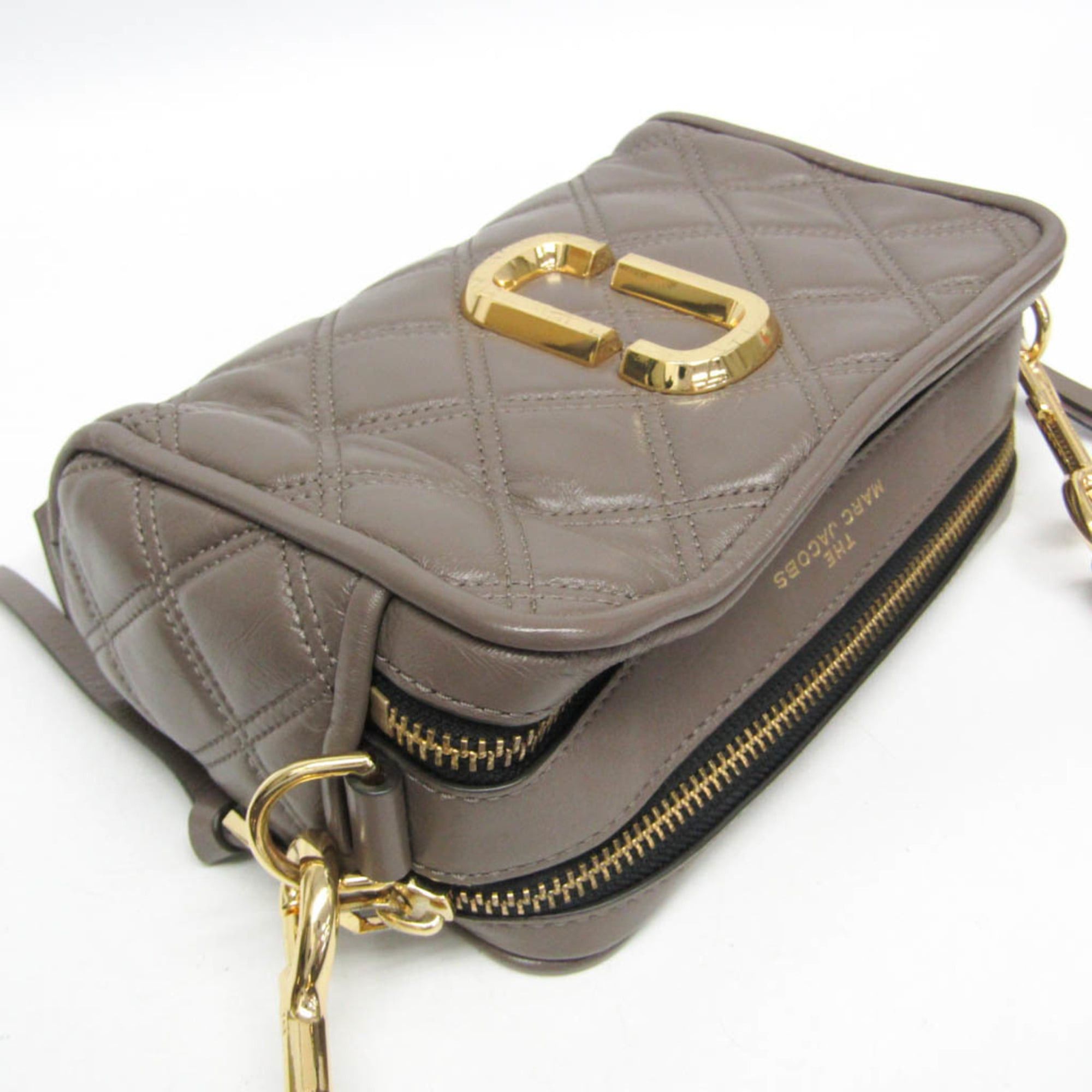 Marc Jacobs Marc Jacobs The Quilted Softshot M0015419 Women's Leather Shoulder Bag Gray Beige Size ONE SIZE - 7 Thumbnail