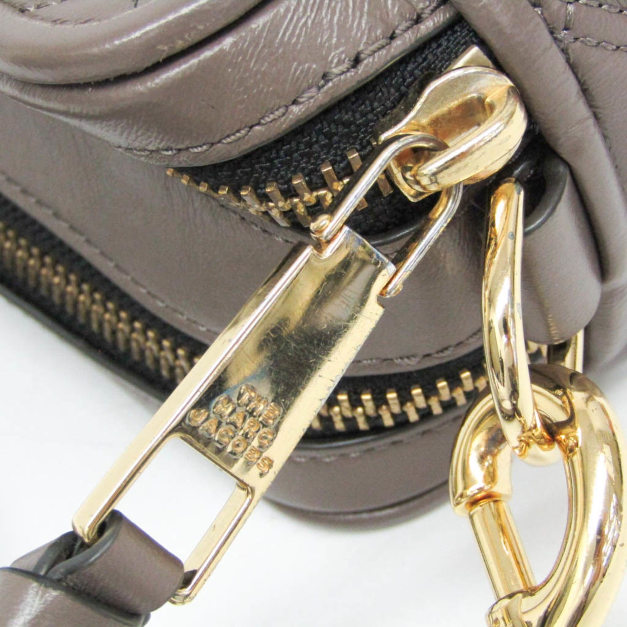 Marc Jacobs Marc Jacobs The Quilted Softshot M0015419 Women's Leather Shoulder Bag Gray Beige Size ONE SIZE - 11 Thumbnail