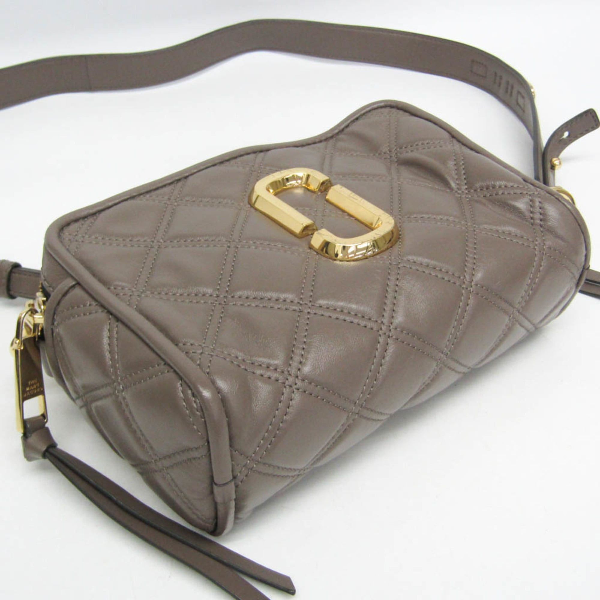Marc Jacobs Marc Jacobs The Quilted Softshot M0015419 Women's Leather Shoulder Bag Gray Beige Size ONE SIZE - 6 Thumbnail