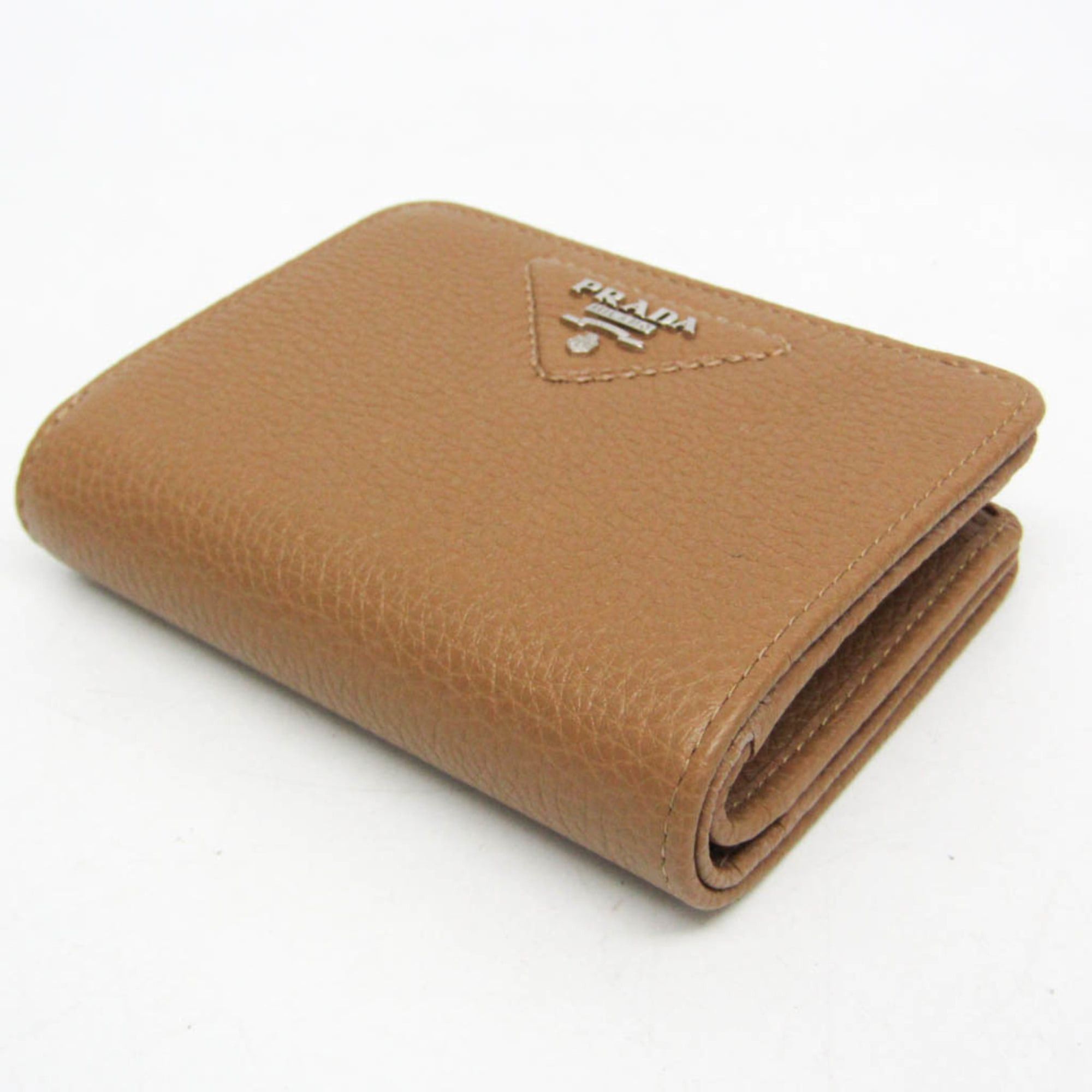 Prada Prada VITELLO DAINO 1ML018 Women's Leather Middle Wallet (bi-fold) Camel Size ONE SIZE - 7 Thumbnail