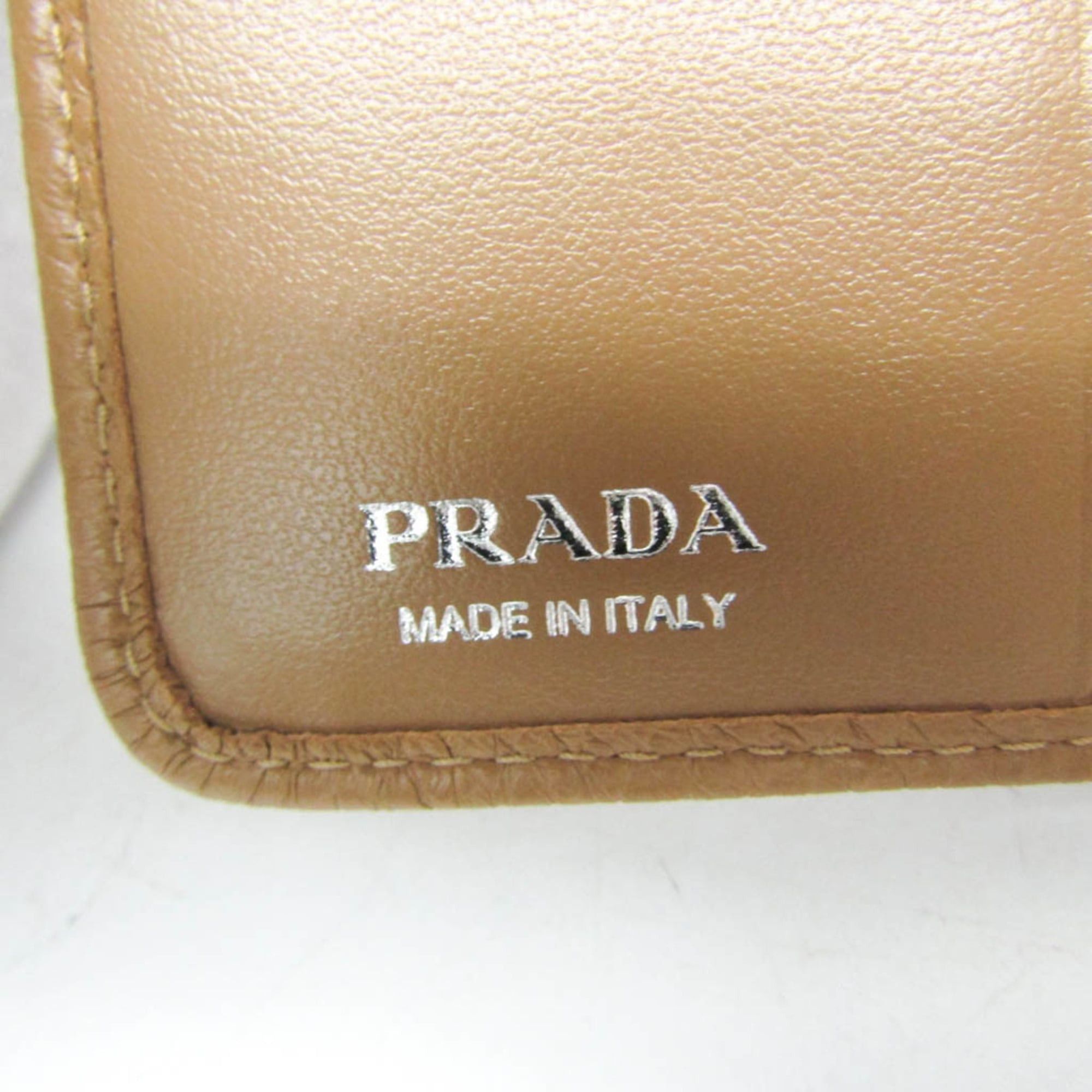 Prada Prada VITELLO DAINO 1ML018 Women's Leather Middle Wallet (bi-fold) Camel Size ONE SIZE - 12 Thumbnail