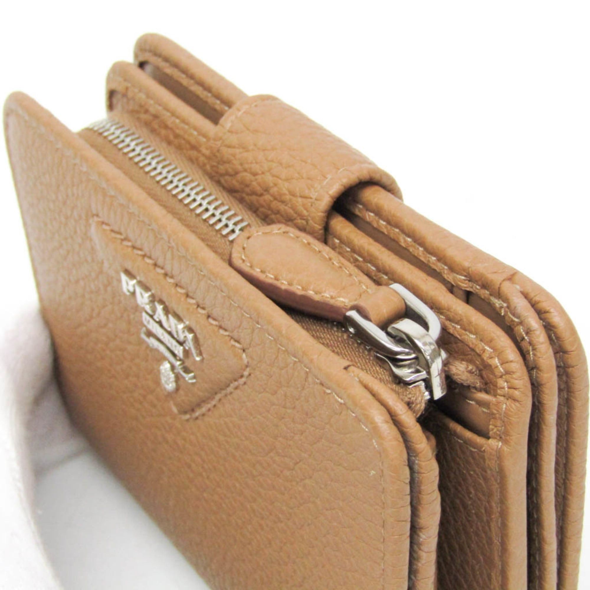 Prada Prada VITELLO DAINO 1ML018 Women's Leather Middle Wallet (bi-fold) Camel Size ONE SIZE - 8 Thumbnail