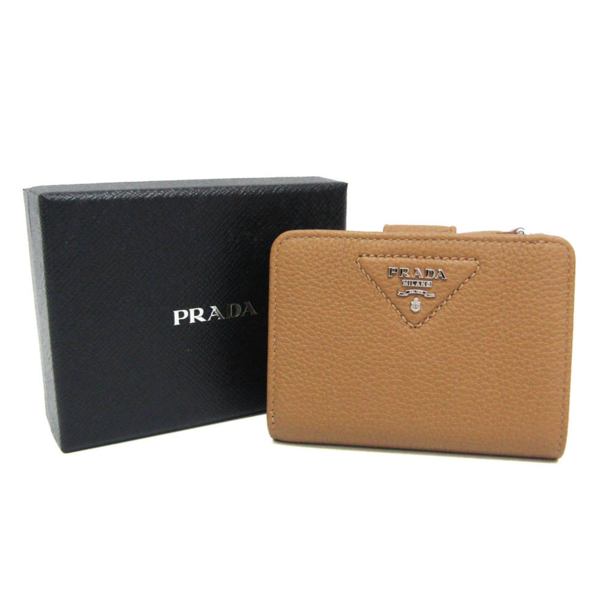Prada Prada VITELLO DAINO 1ML018 Women's Leather Middle Wallet (bi-fold) Camel Size ONE SIZE - 2 Thumbnail