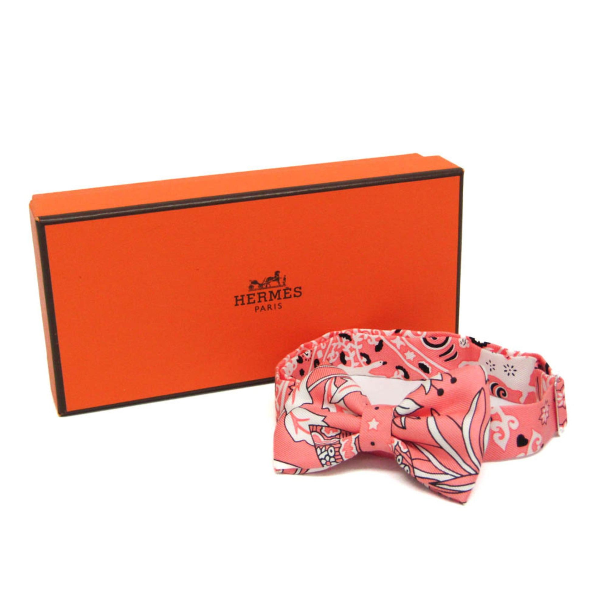 Hermes Hermes Mini Bowtie Fleurs Et Papillons De Tissus Boys Silk Bow Tie Flowers Pink Size ONE SIZE - 2 Thumbnail