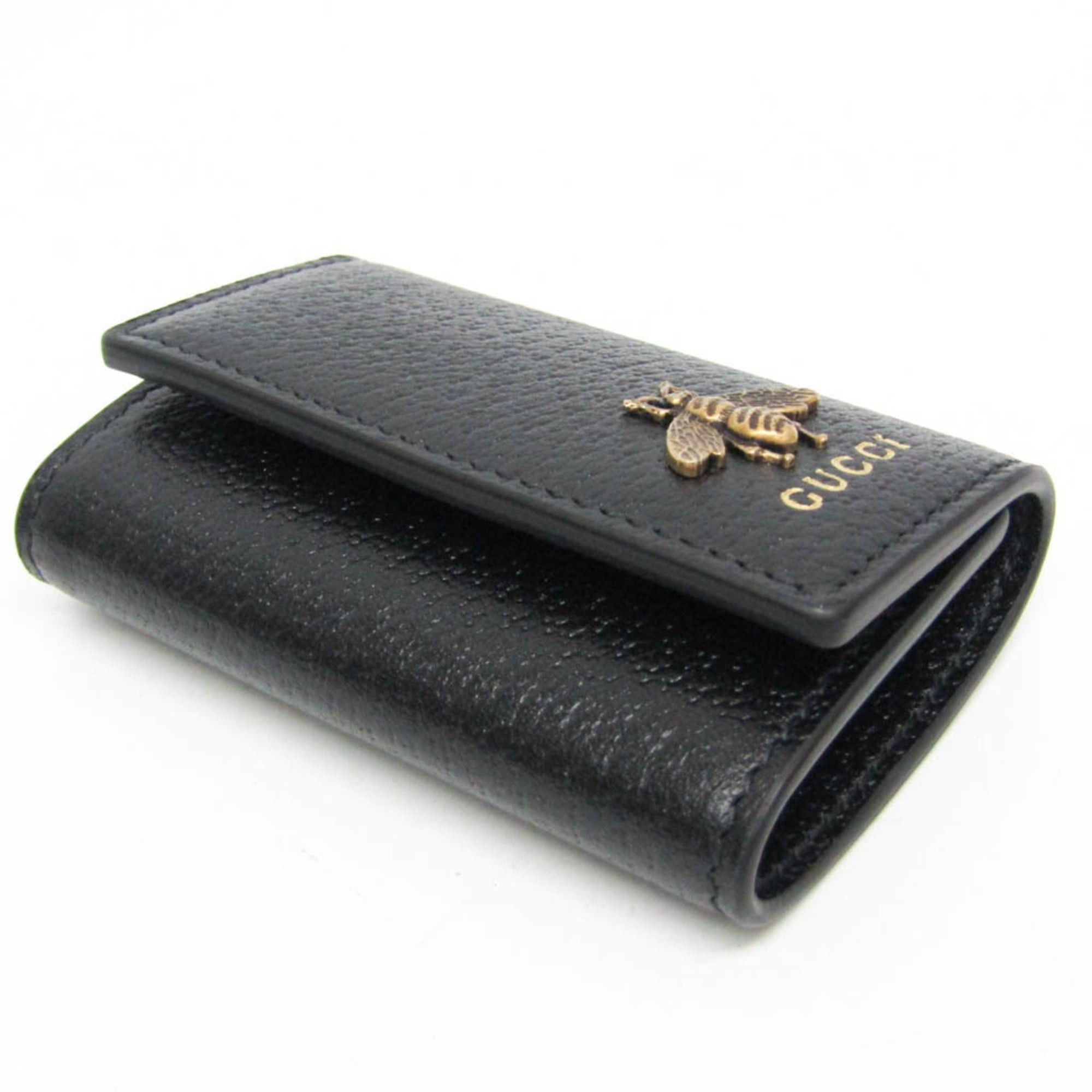 Gucci Gucci Animalier Bee 523683 Men,Women Leather Key Case Black Size ONE SIZE - 6 Thumbnail