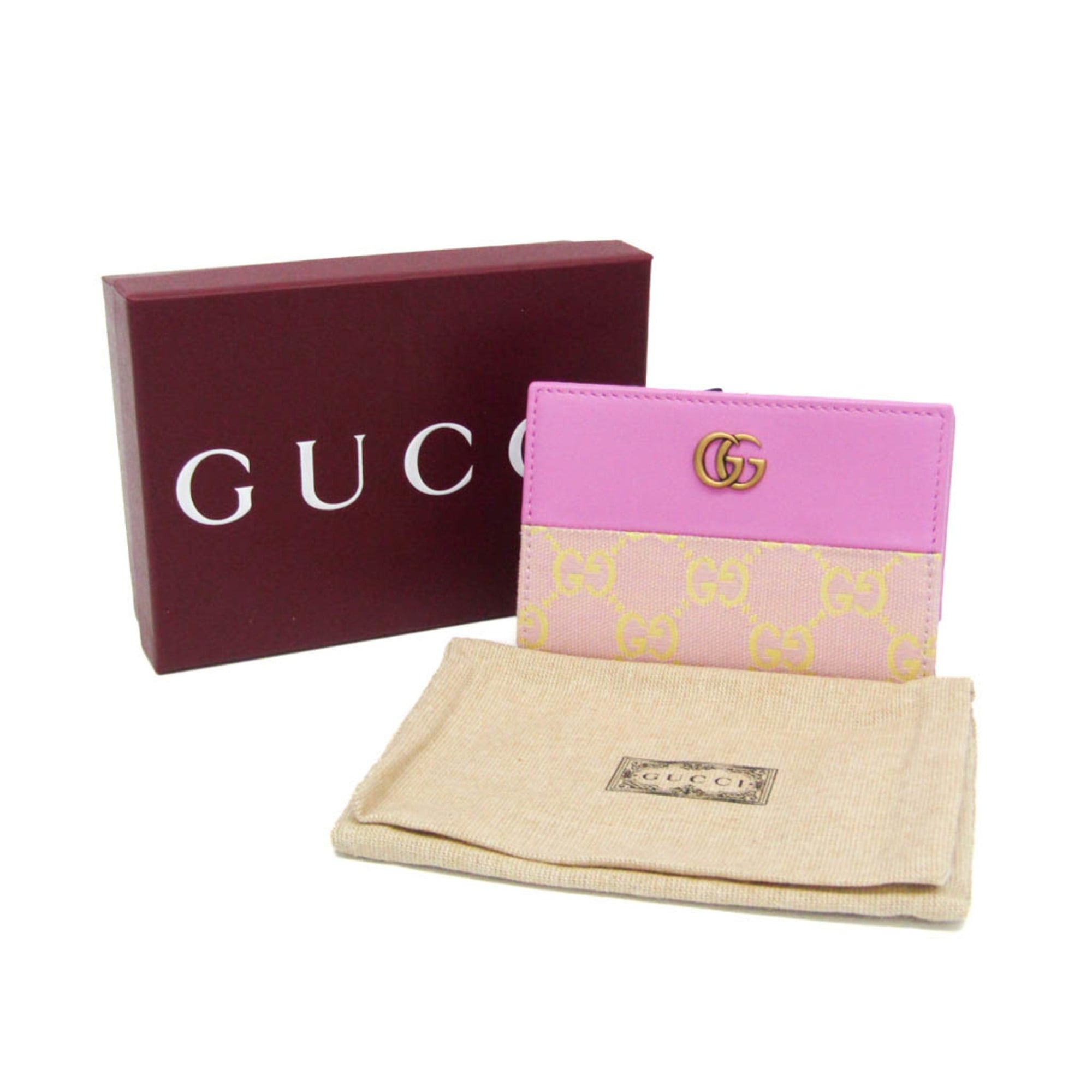 Gucci Gucci GG Canvas 783121 Women's GG Canvas,Leather Middle Wallet (bi-fold) Pink,Yellow Size ONE SIZE - 2 Thumbnail