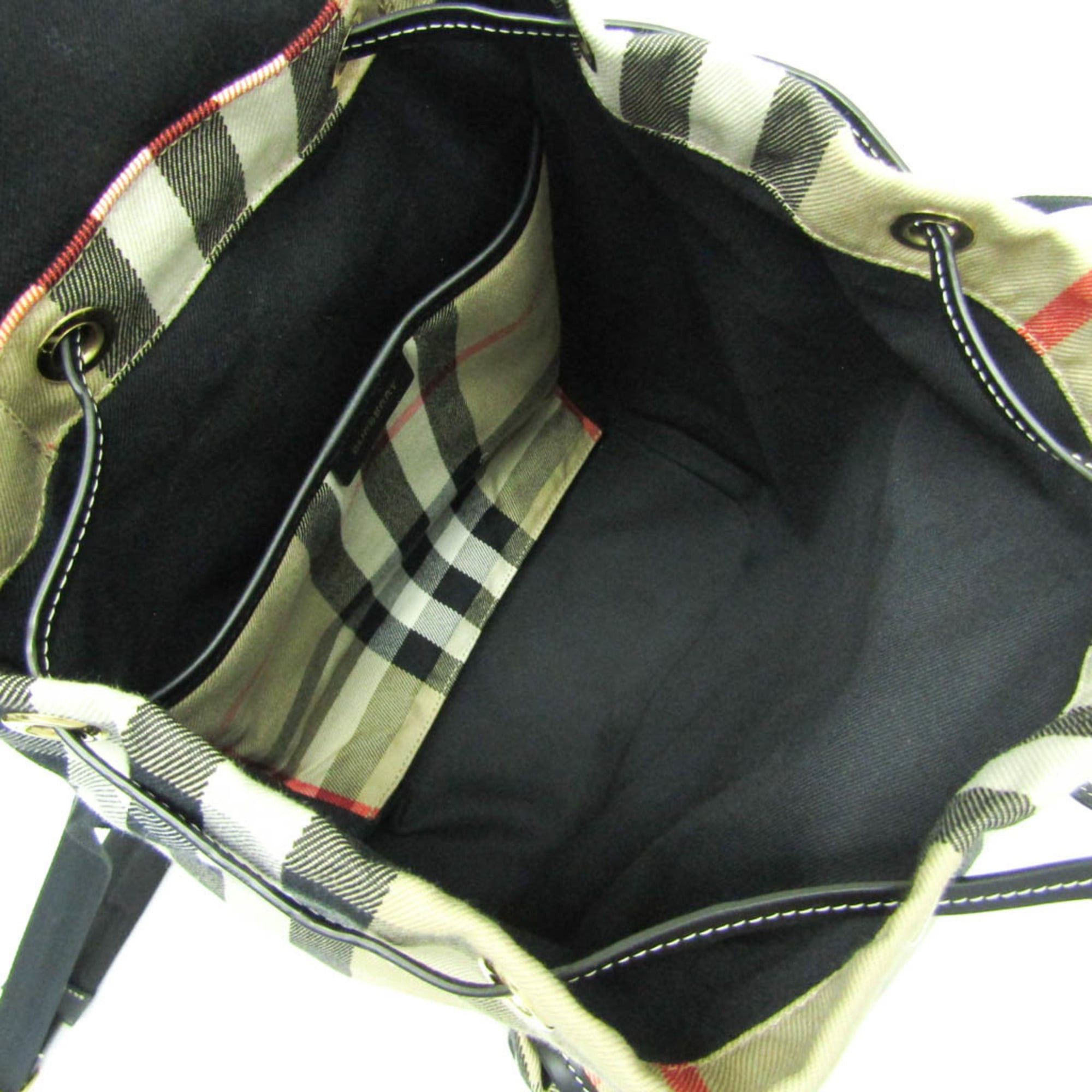 Burberry Burberry ENFILD 81231011 Women's Cotton Canvas,Leather Backpack Black,Brown Size ONE SIZE - 4 Thumbnail