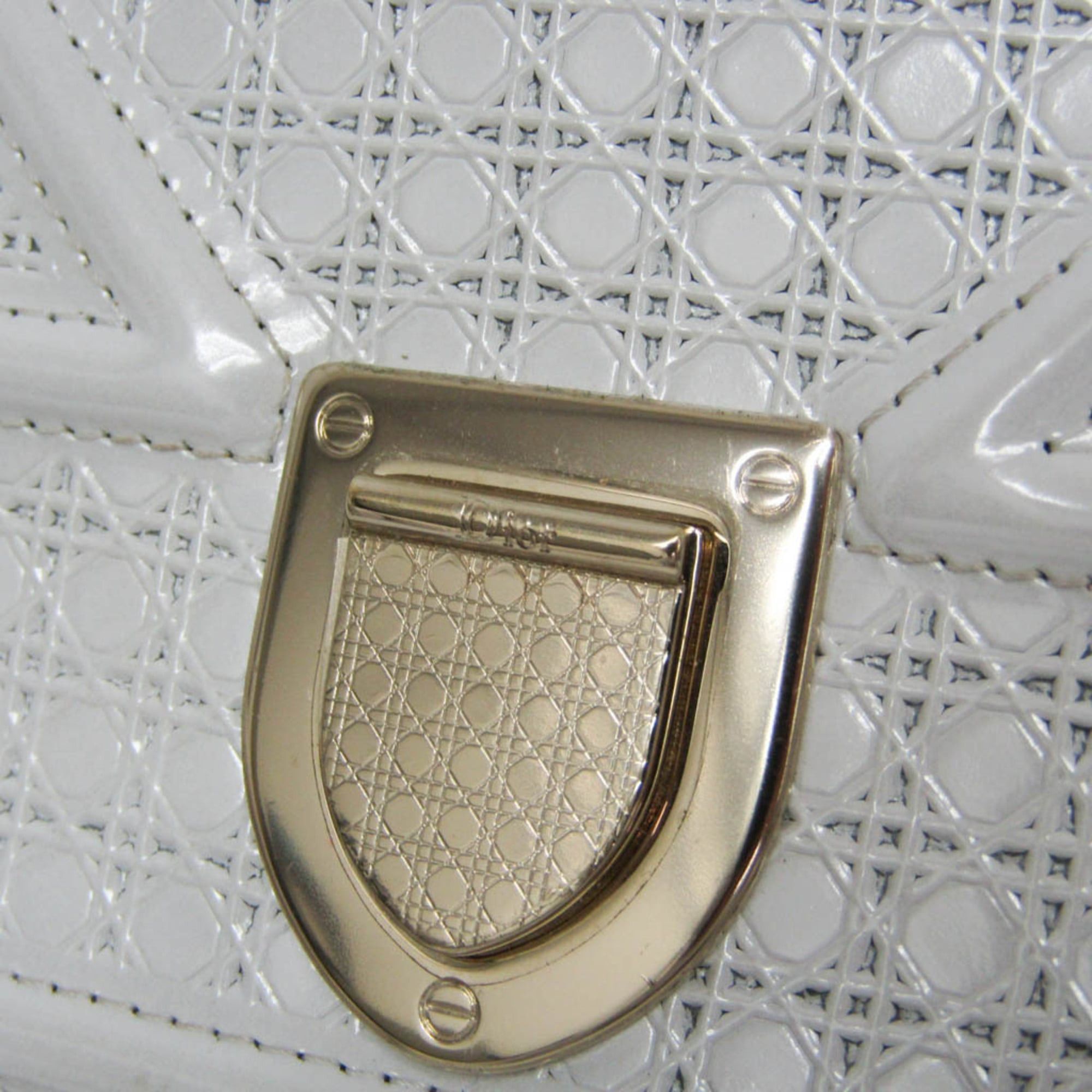 Dior Christian Dior Diorama Women's Patent Leather Chain/Shoulder Wallet Pearl White Size ONE SIZE - 11 Thumbnail