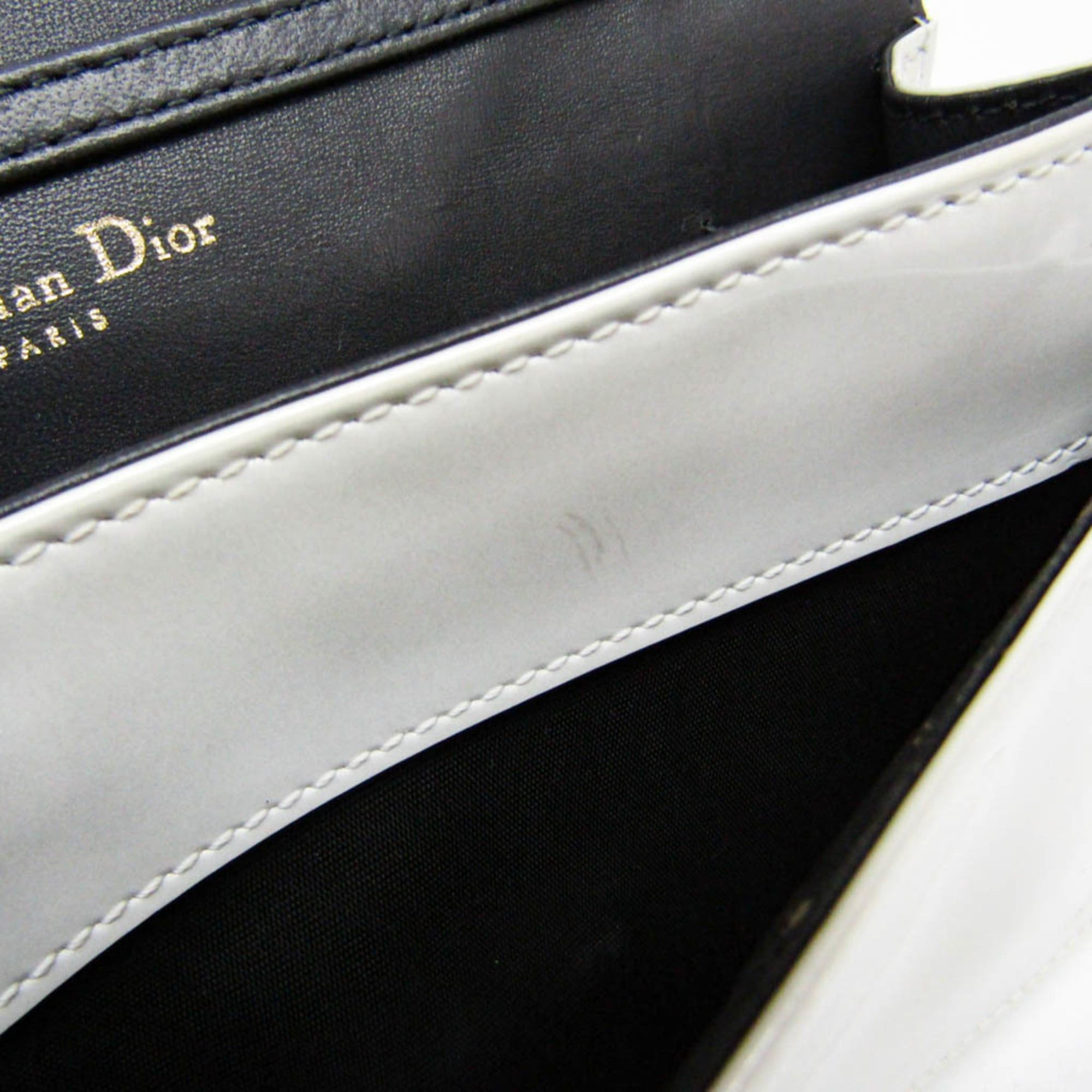 Dior Christian Dior Diorama Women's Patent Leather Chain/Shoulder Wallet Pearl White Size ONE SIZE - 14 Thumbnail