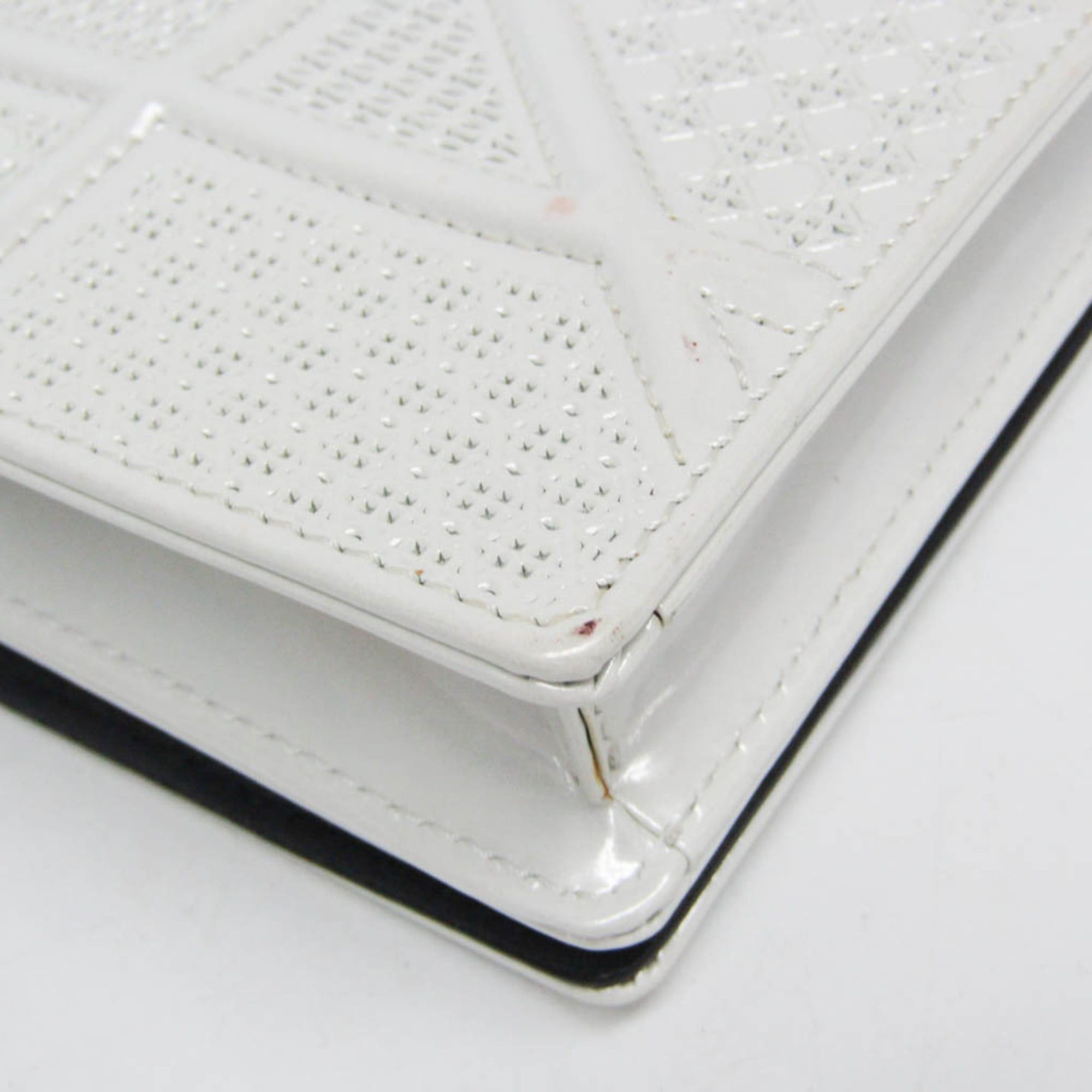 Dior Christian Dior Diorama Women's Patent Leather Chain/Shoulder Wallet Pearl White Size ONE SIZE - 5 Thumbnail