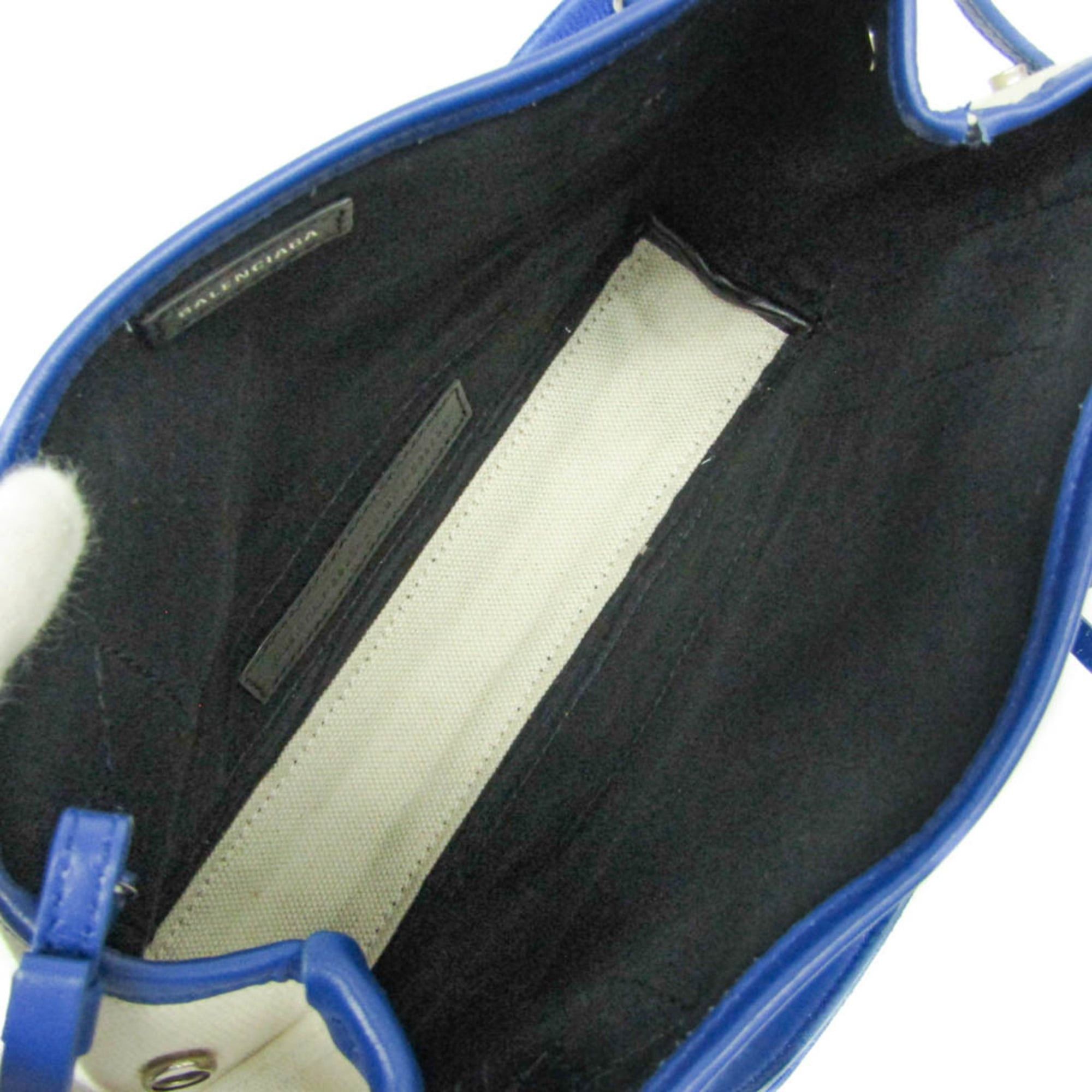 Balenciaga Balenciaga Navy Cabas XS 390346 Women's Canvas,Leather Handbag,Shoulder Bag Blue,Off-white Size ONE SIZE - 3 Thumbnail