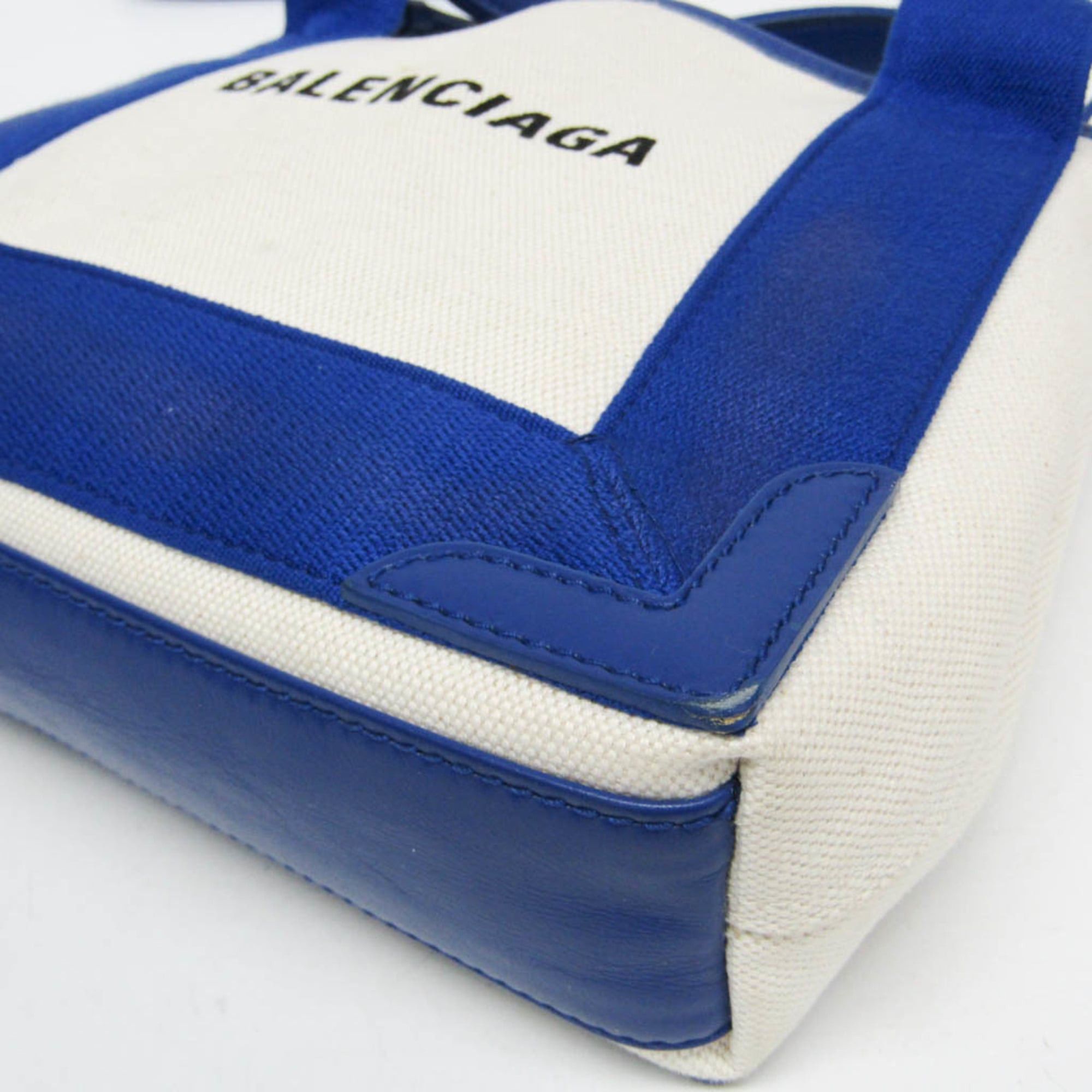 Balenciaga Balenciaga Navy Cabas XS 390346 Women's Canvas,Leather Handbag,Shoulder Bag Blue,Off-white Size ONE SIZE - 4 Thumbnail