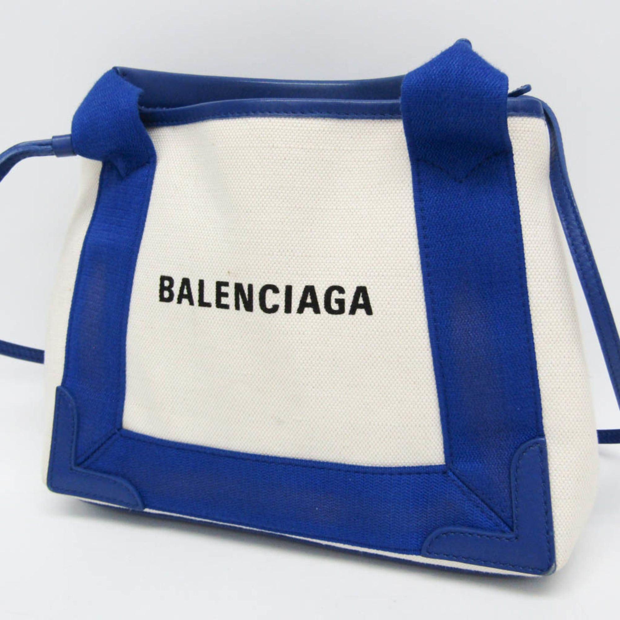 Balenciaga Balenciaga Navy Cabas XS 390346 Women's Canvas,Leather Handbag,Shoulder Bag Blue,Off-white Size ONE SIZE - 9 Thumbnail