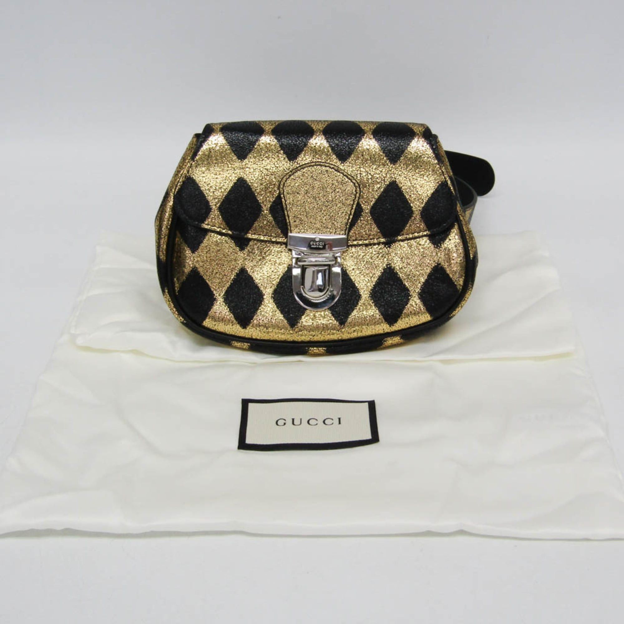 Gucci Gucci Children 605112 Girls,Boys Leather Fanny Pack Gold,Black Size ONE SIZE - 2 Thumbnail