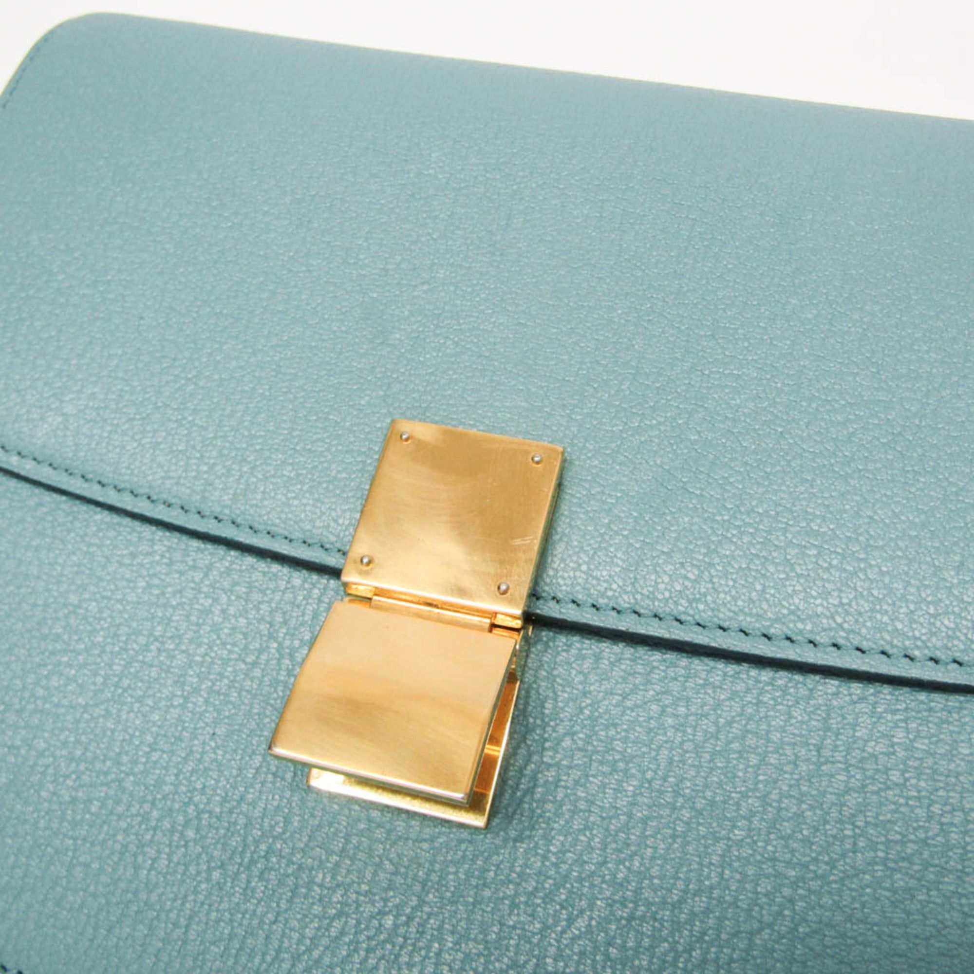 Celine Celine Classic Box Medium 164173DLS Women's Leather Shoulder Bag Light Blue Size ONE SIZE - 11 Thumbnail