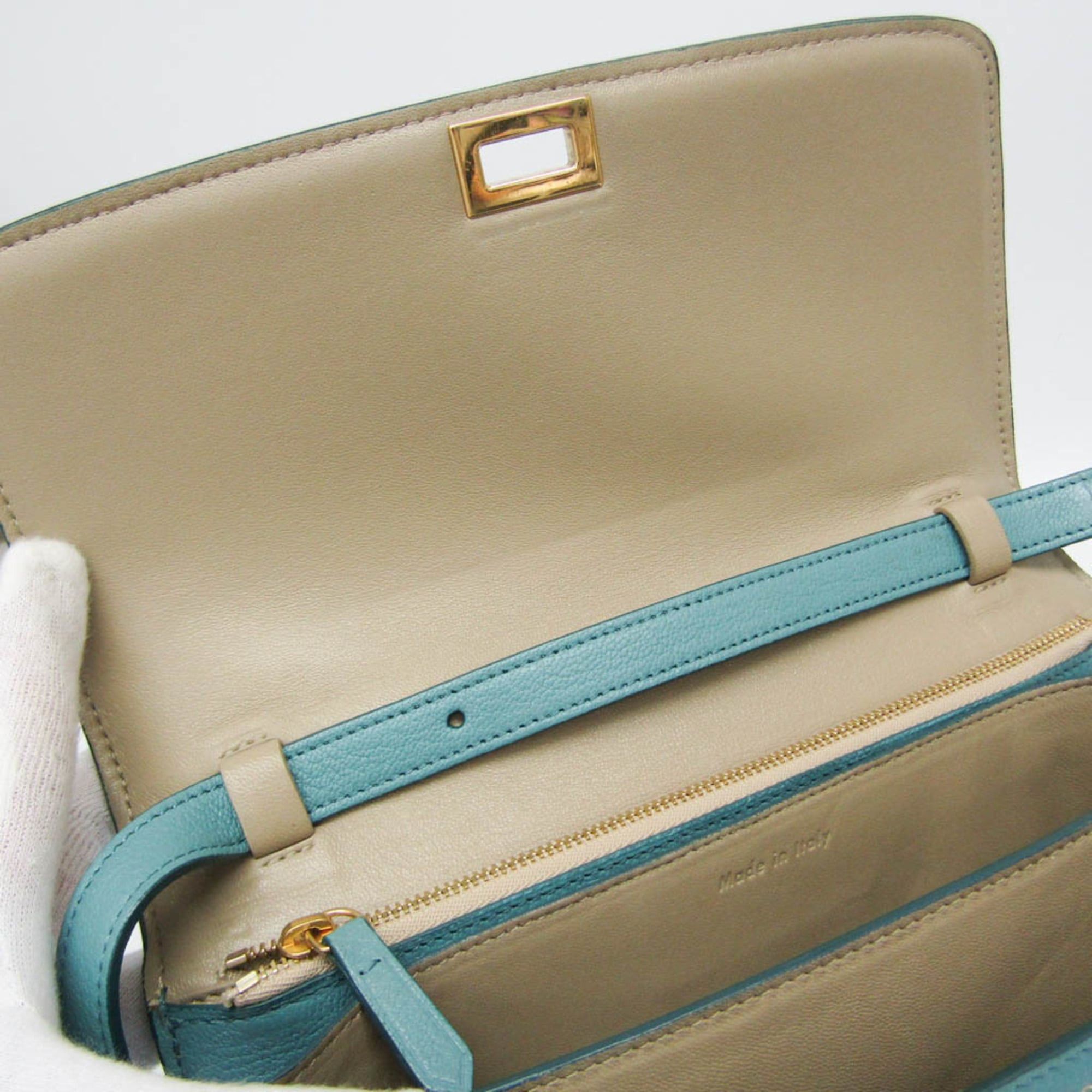 Celine Celine Classic Box Medium 164173DLS Women's Leather Shoulder Bag Light Blue Size ONE SIZE - 12 Thumbnail