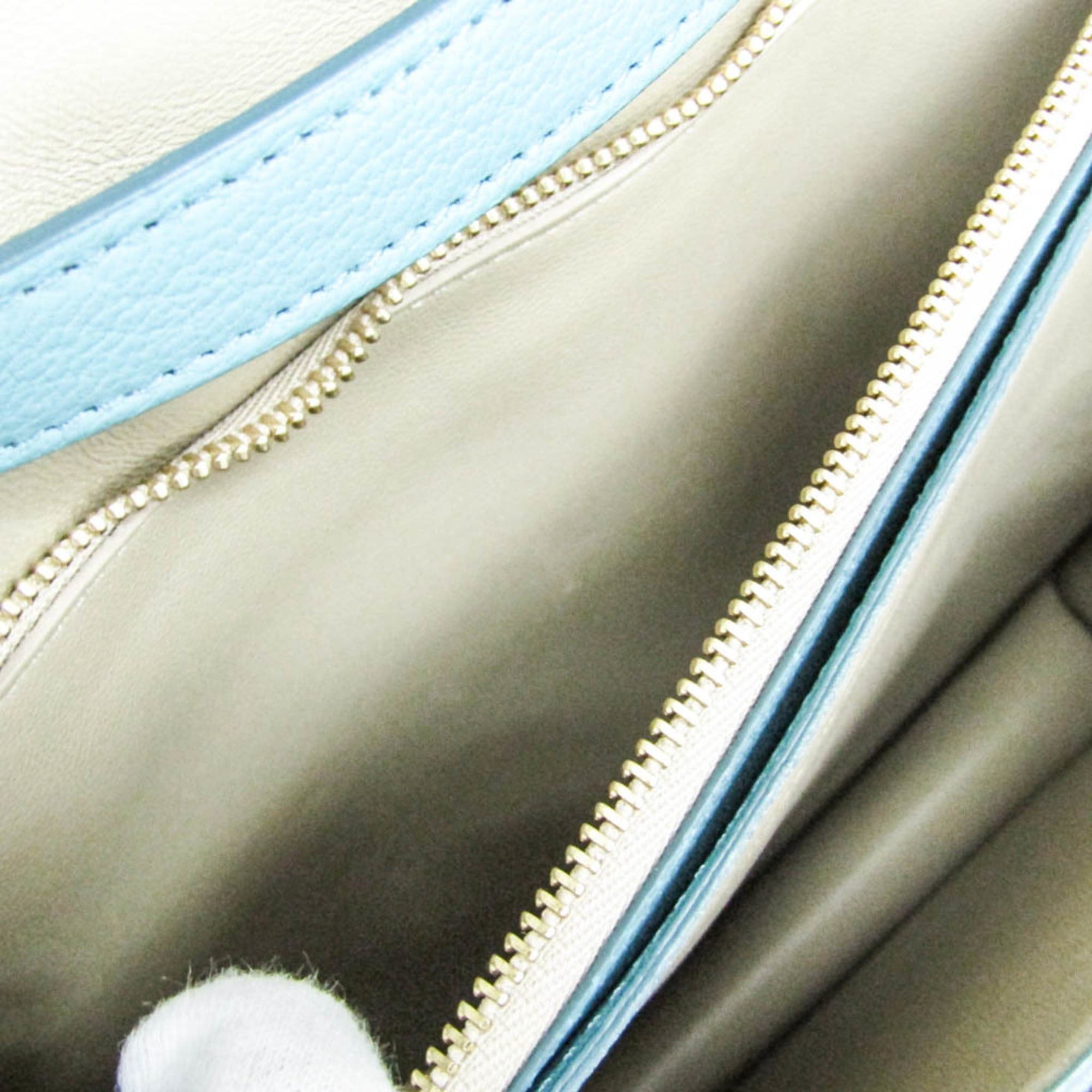Celine Celine Classic Box Medium 164173DLS Women's Leather Shoulder Bag Light Blue Size ONE SIZE - 13 Thumbnail
