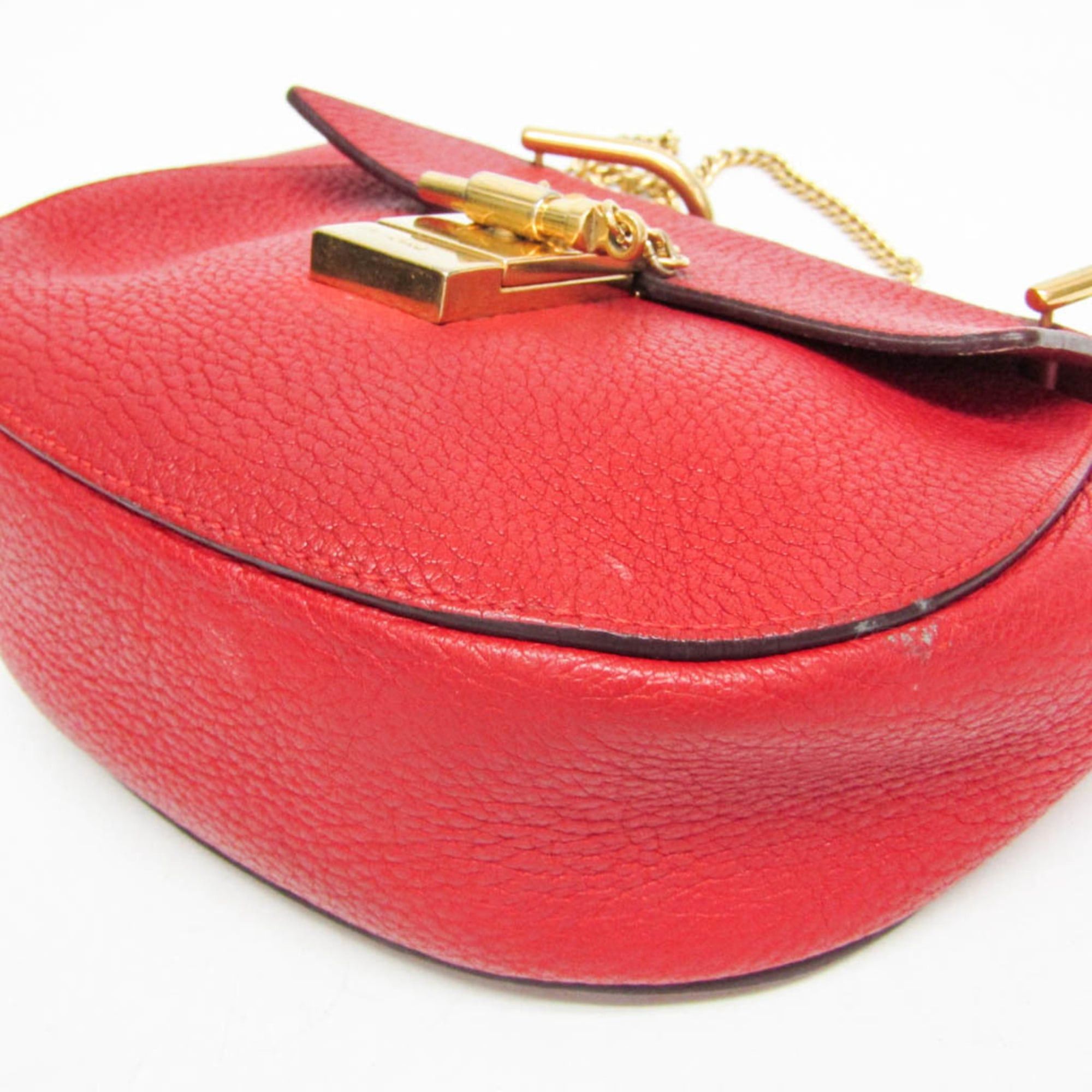 Chloe Chloé Drew Women's Leather Shoulder Bag Red Color Size ONE SIZE - 4 Thumbnail