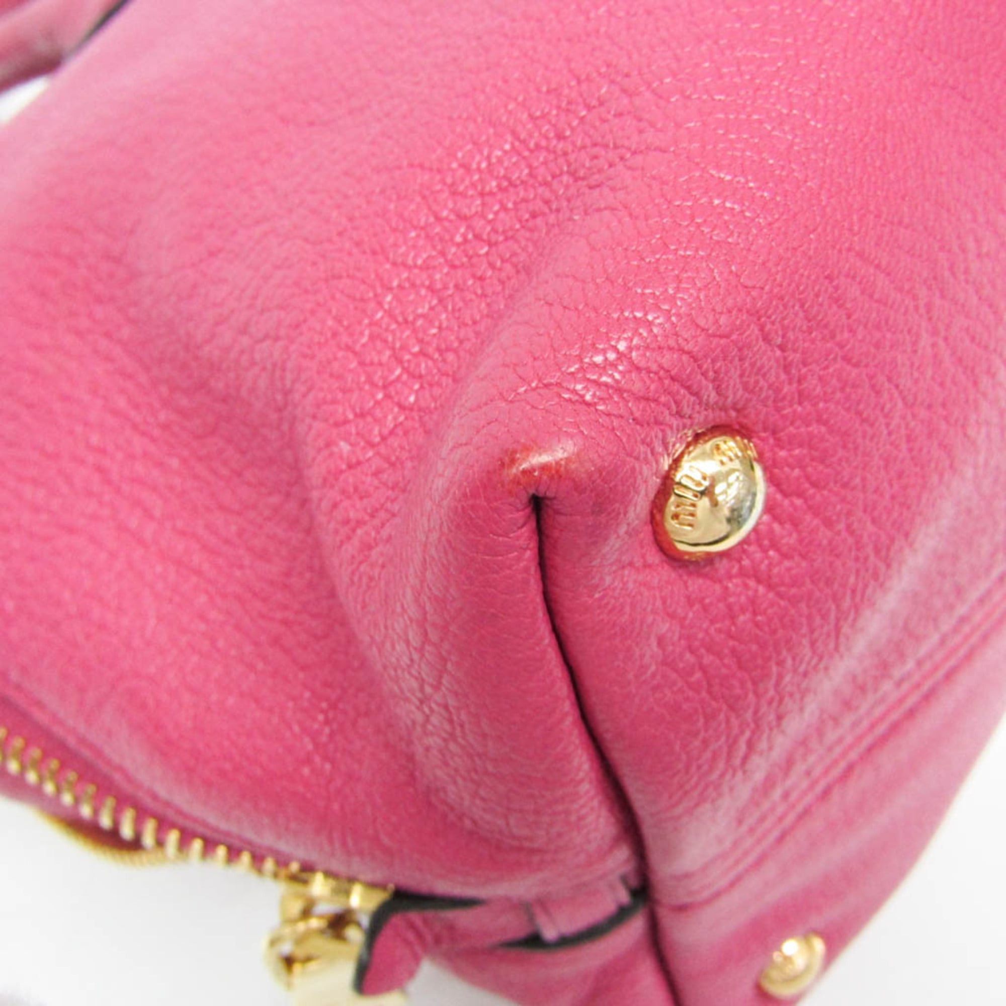 Miu Miu Miu Miu MADRAS RN1016 Women's Leather Handbag,Shoulder Bag Pink Size ONE SIZE - 5 Thumbnail
