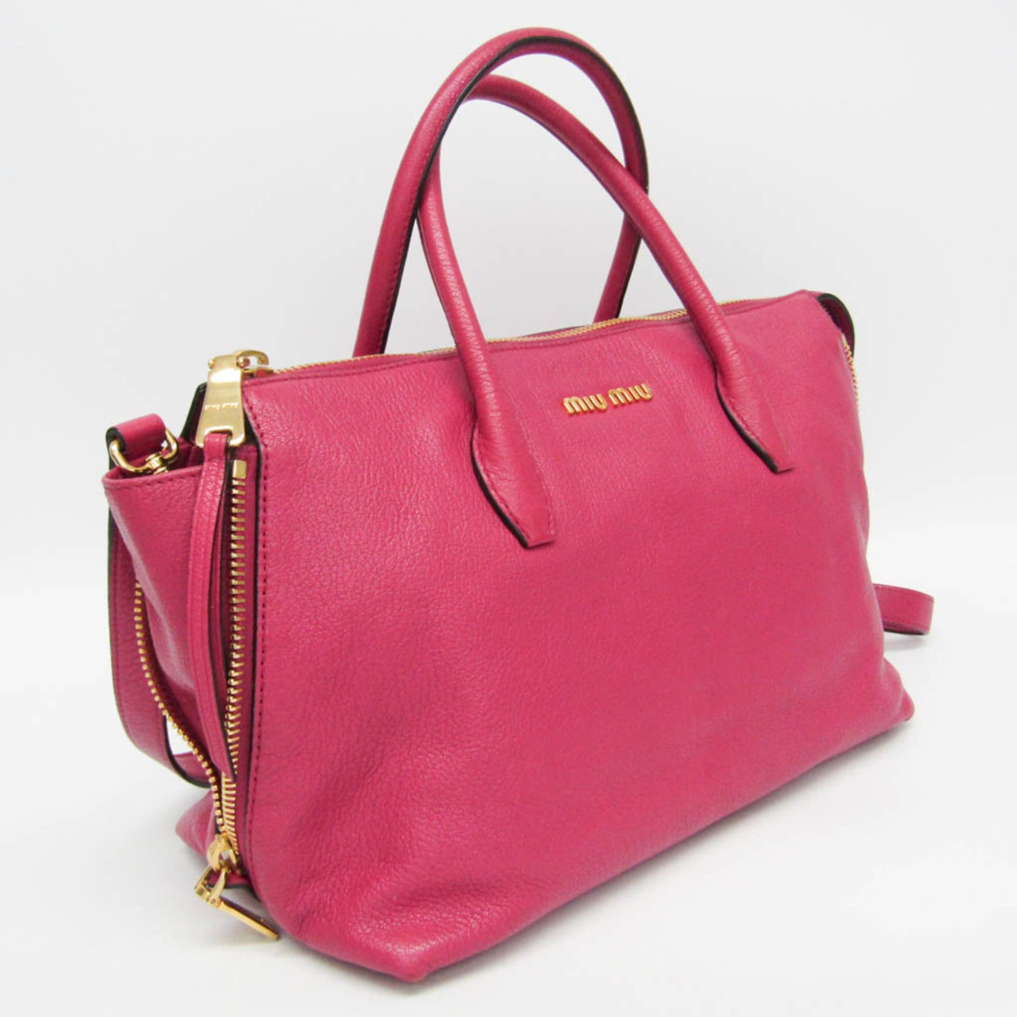Miu Miu Miu Miu MADRAS RN1016 Women's Leather Handbag,Shoulder Bag Pink Size ONE SIZE - 7 Thumbnail