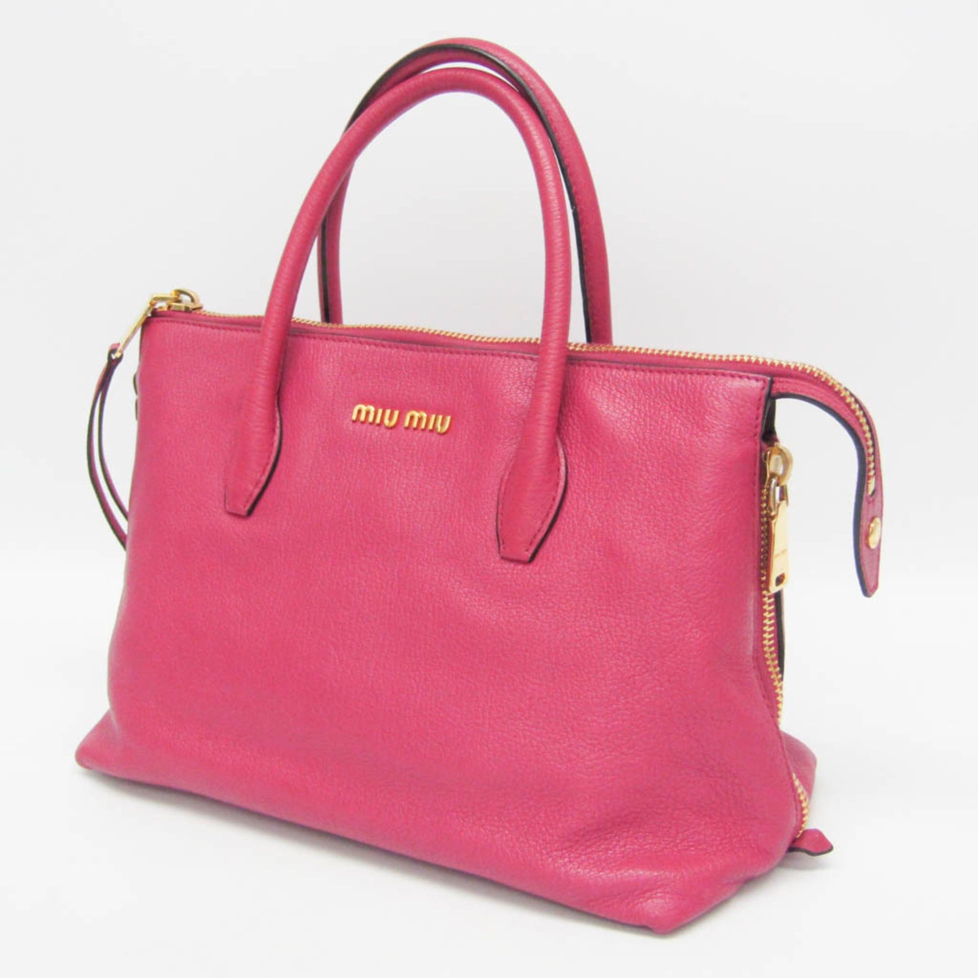 Miu Miu Miu Miu MADRAS RN1016 Women's Leather Handbag,Shoulder Bag Pink Size ONE SIZE - 13 Thumbnail