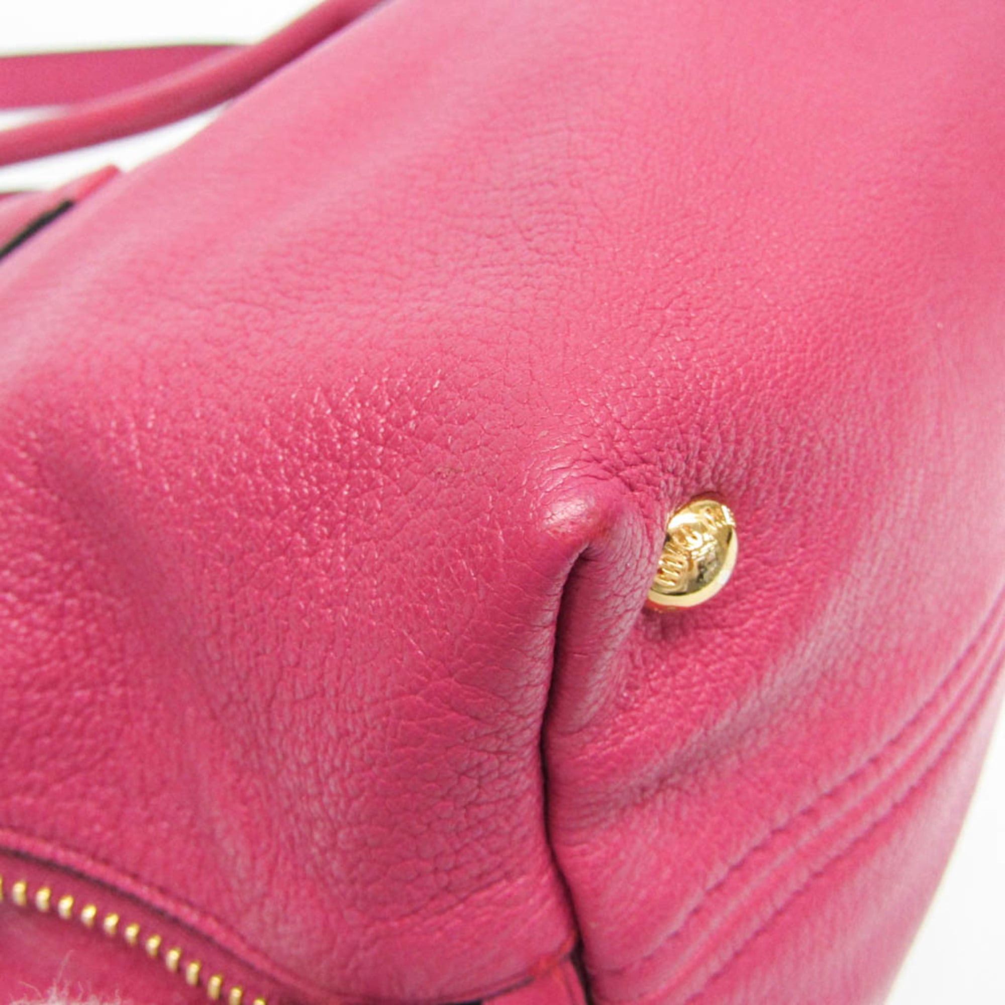 Miu Miu Miu Miu MADRAS RN1016 Women's Leather Handbag,Shoulder Bag Pink Size ONE SIZE - 4 Thumbnail