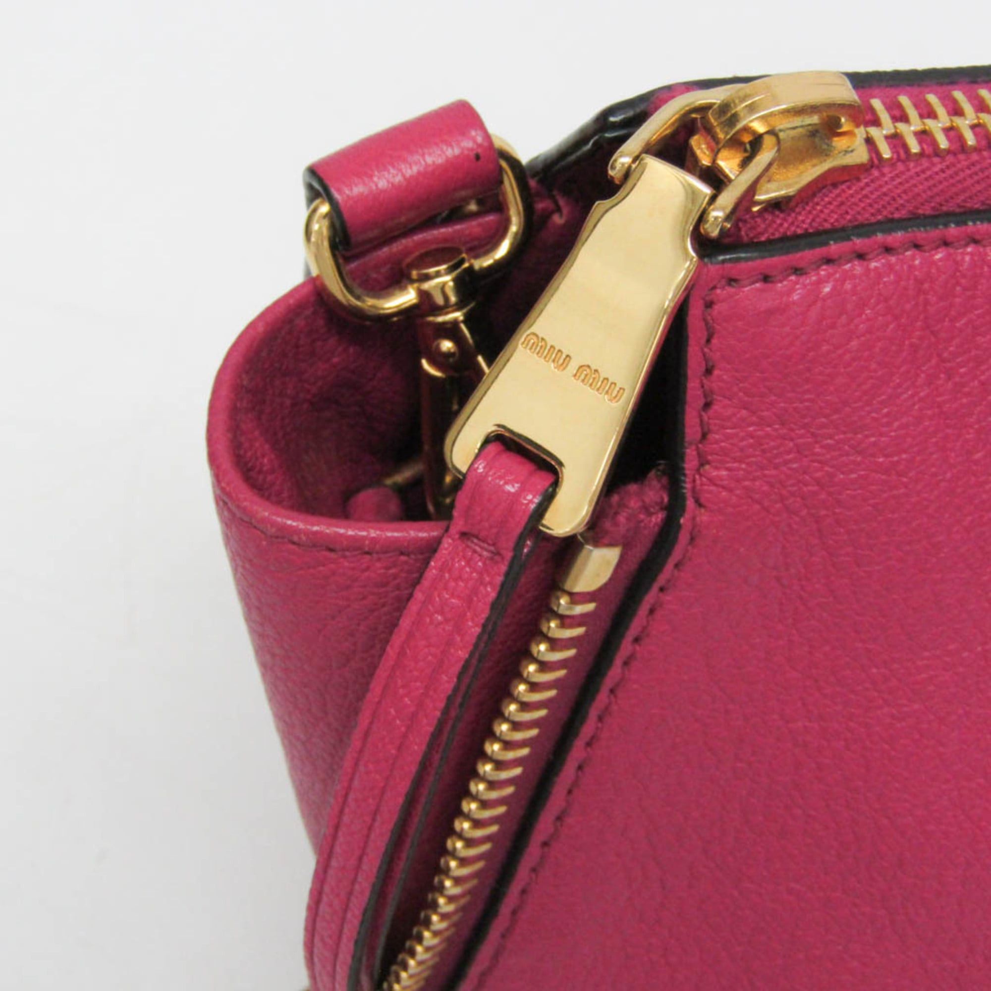 Miu Miu Miu Miu MADRAS RN1016 Women's Leather Handbag,Shoulder Bag Pink Size ONE SIZE - 9 Thumbnail