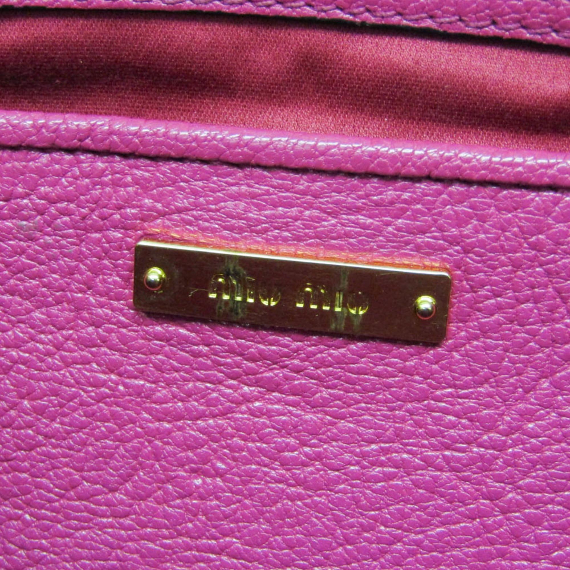 Miu Miu Miu Miu MADRAS RN1016 Women's Leather Handbag,Shoulder Bag Pink Size ONE SIZE - 15 Thumbnail