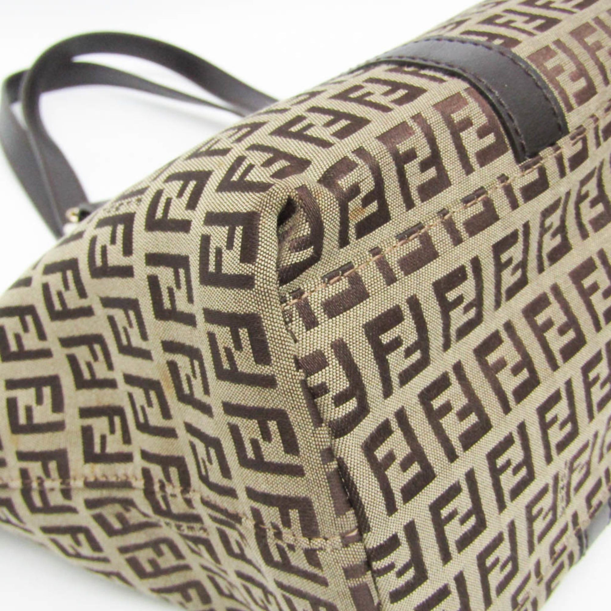 Fendi Fendi Zucchino 8BH215 Women's Canvas,Leather Tote Bag Beige,Brown Size ONE SIZE - 6 Thumbnail