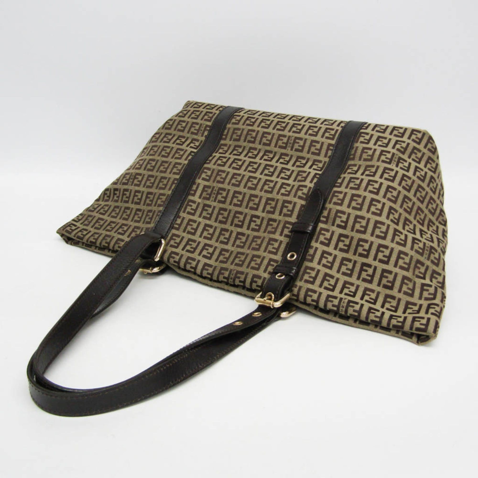 Fendi Fendi Zucchino 8BH215 Women's Canvas,Leather Tote Bag Beige,Brown Size ONE SIZE - 9 Thumbnail