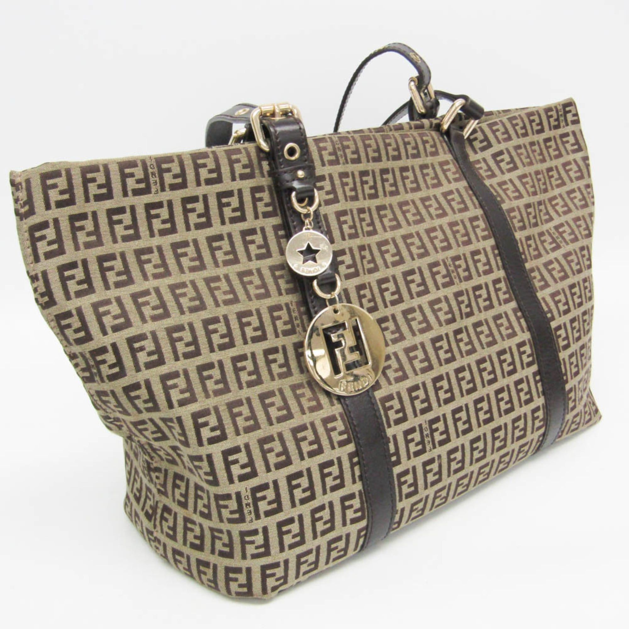 Fendi Fendi Zucchino 8BH215 Women's Canvas,Leather Tote Bag Beige,Brown Size ONE SIZE - 10 Thumbnail