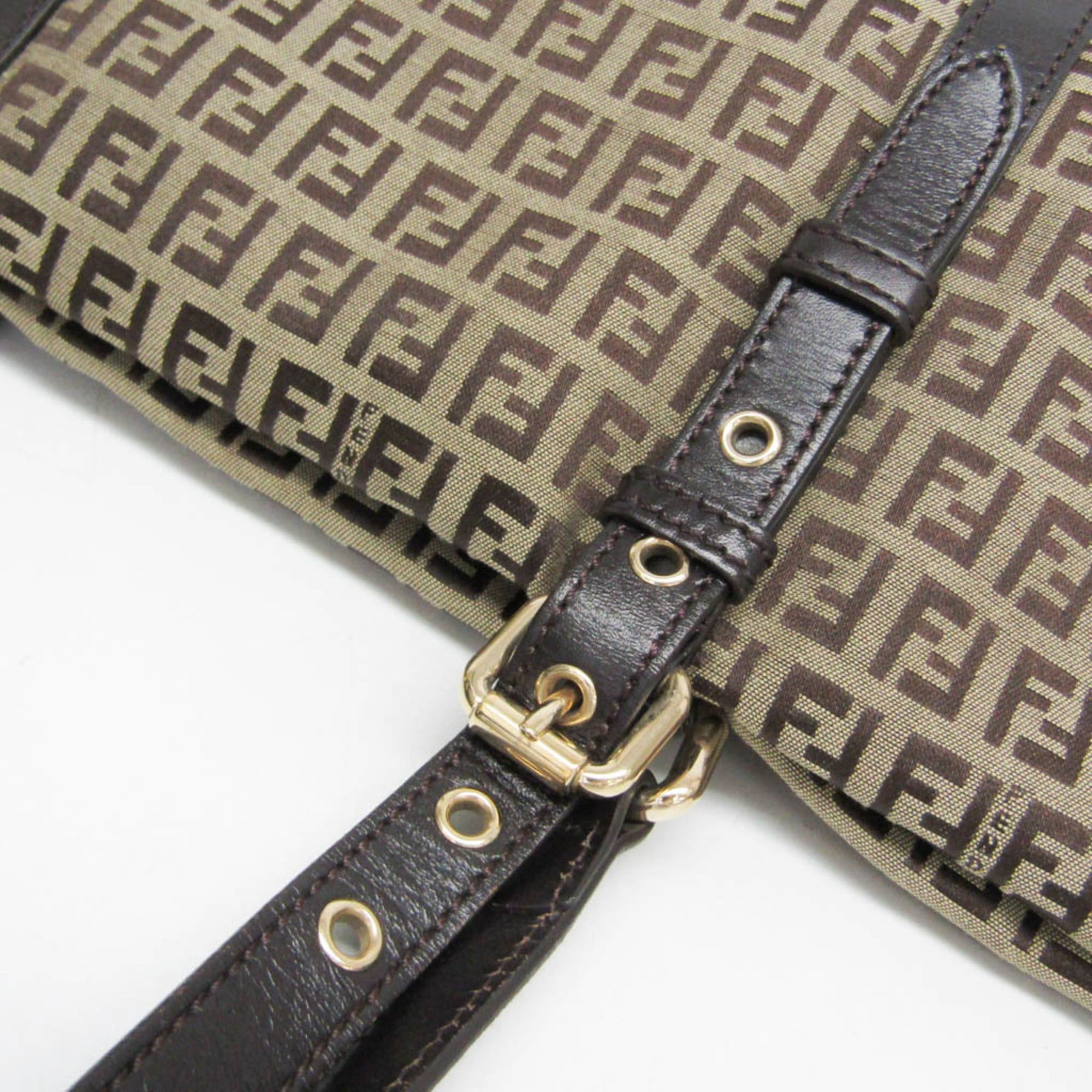 Fendi Fendi Zucchino 8BH215 Women's Canvas,Leather Tote Bag Beige,Brown Size ONE SIZE - 12 Thumbnail