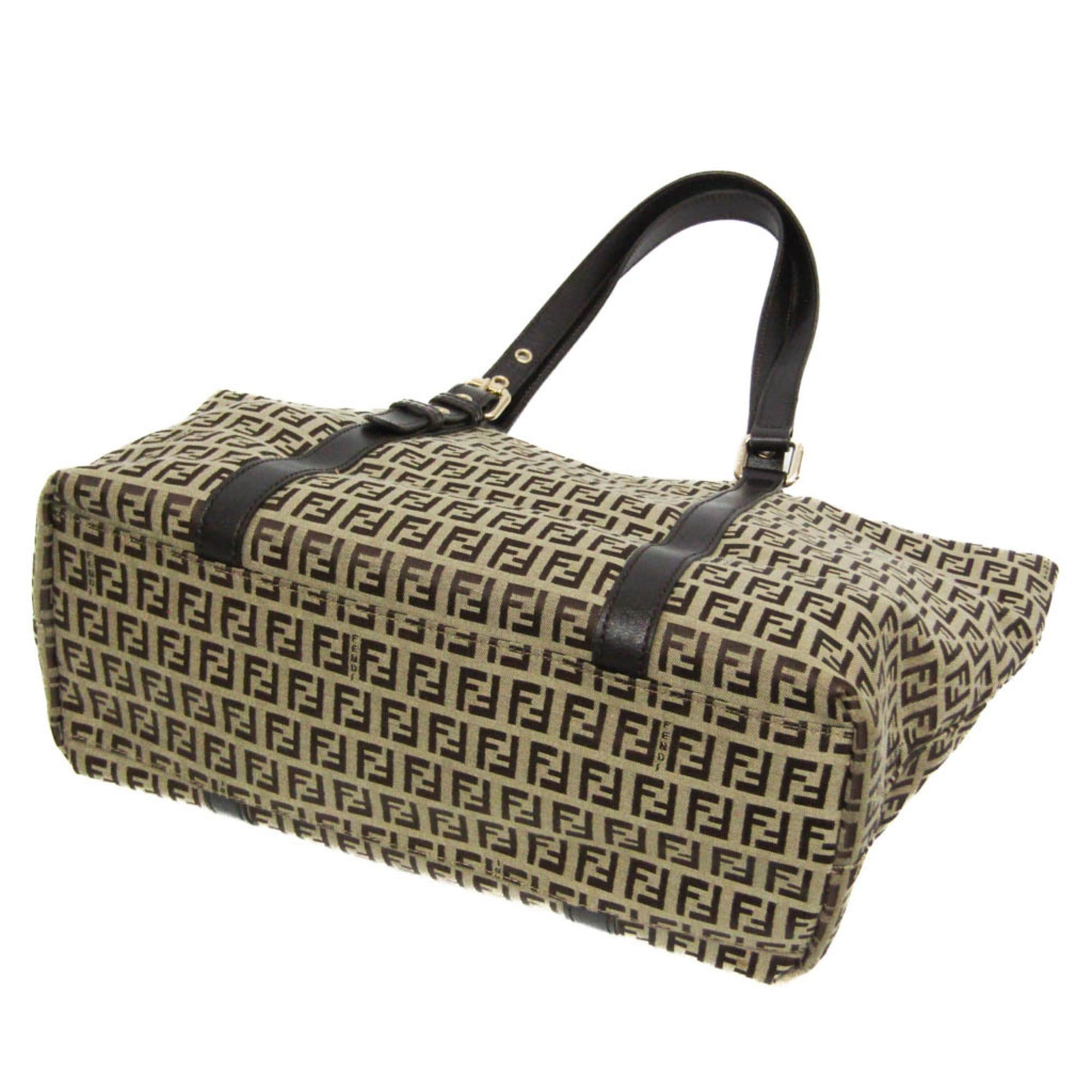 Fendi Fendi Zucchino 8BH215 Women's Canvas,Leather Tote Bag Beige,Brown Size ONE SIZE - 2 Thumbnail