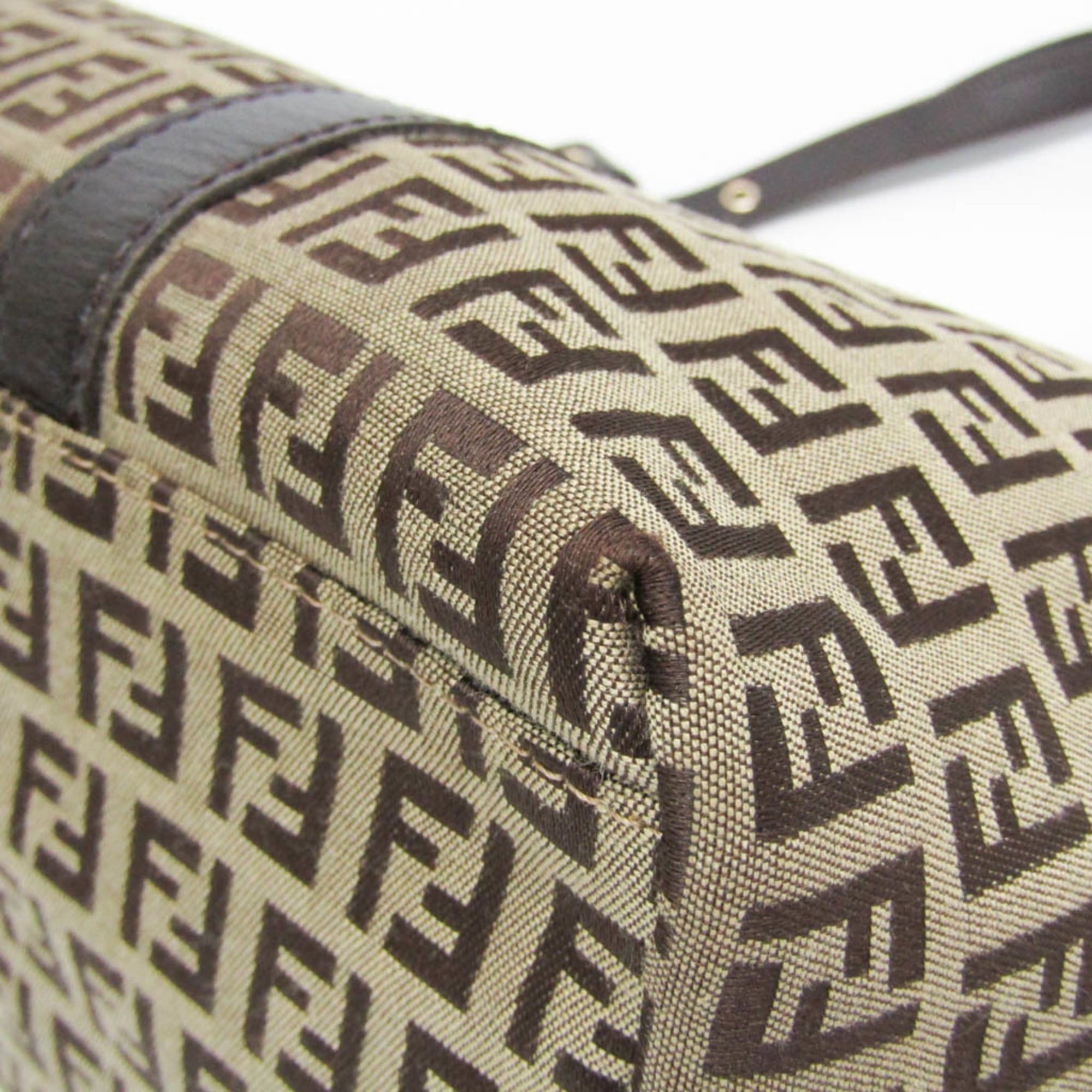 Fendi Fendi Zucchino 8BH215 Women's Canvas,Leather Tote Bag Beige,Brown Size ONE SIZE - 5 Thumbnail
